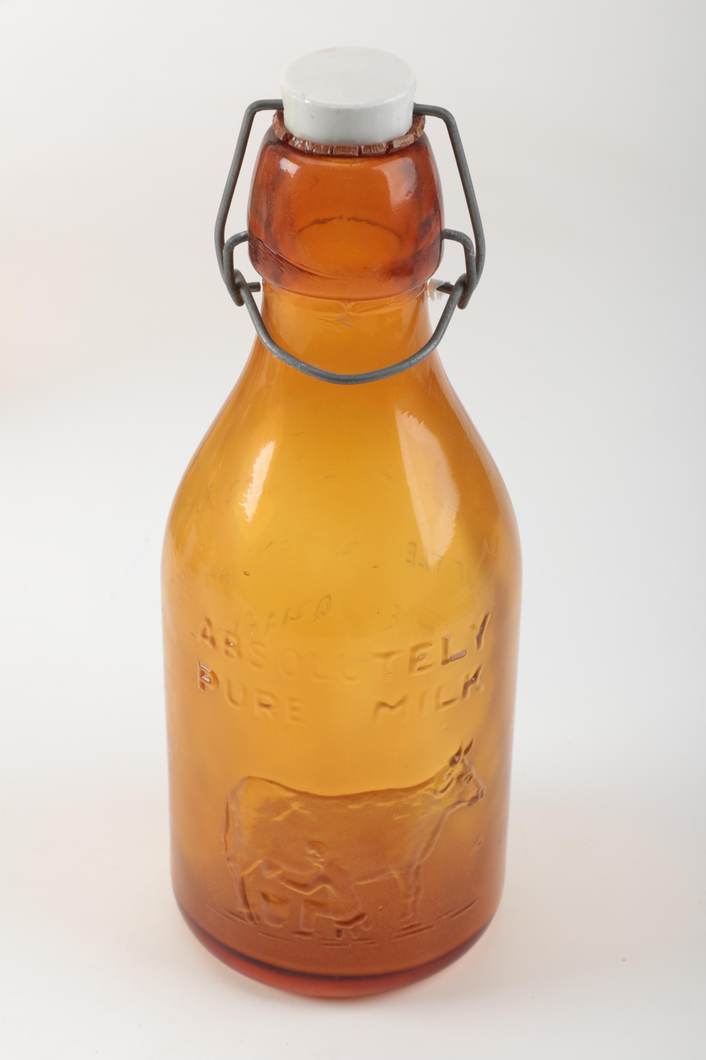 Amber-Colored Glassware Including Blenko Ambernia Double Carafe
