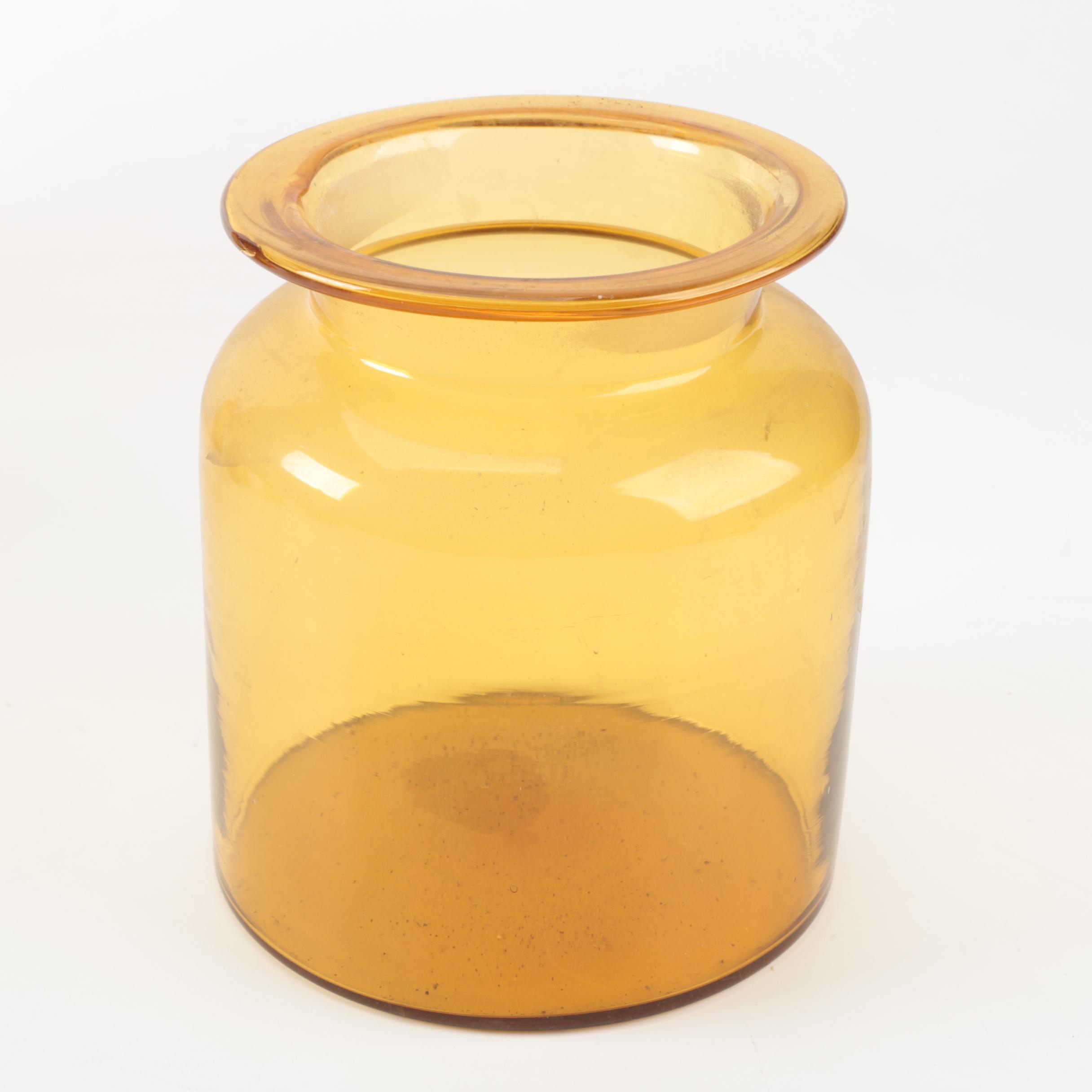 Amber-Colored Glassware Including Blenko Ambernia Double Carafe