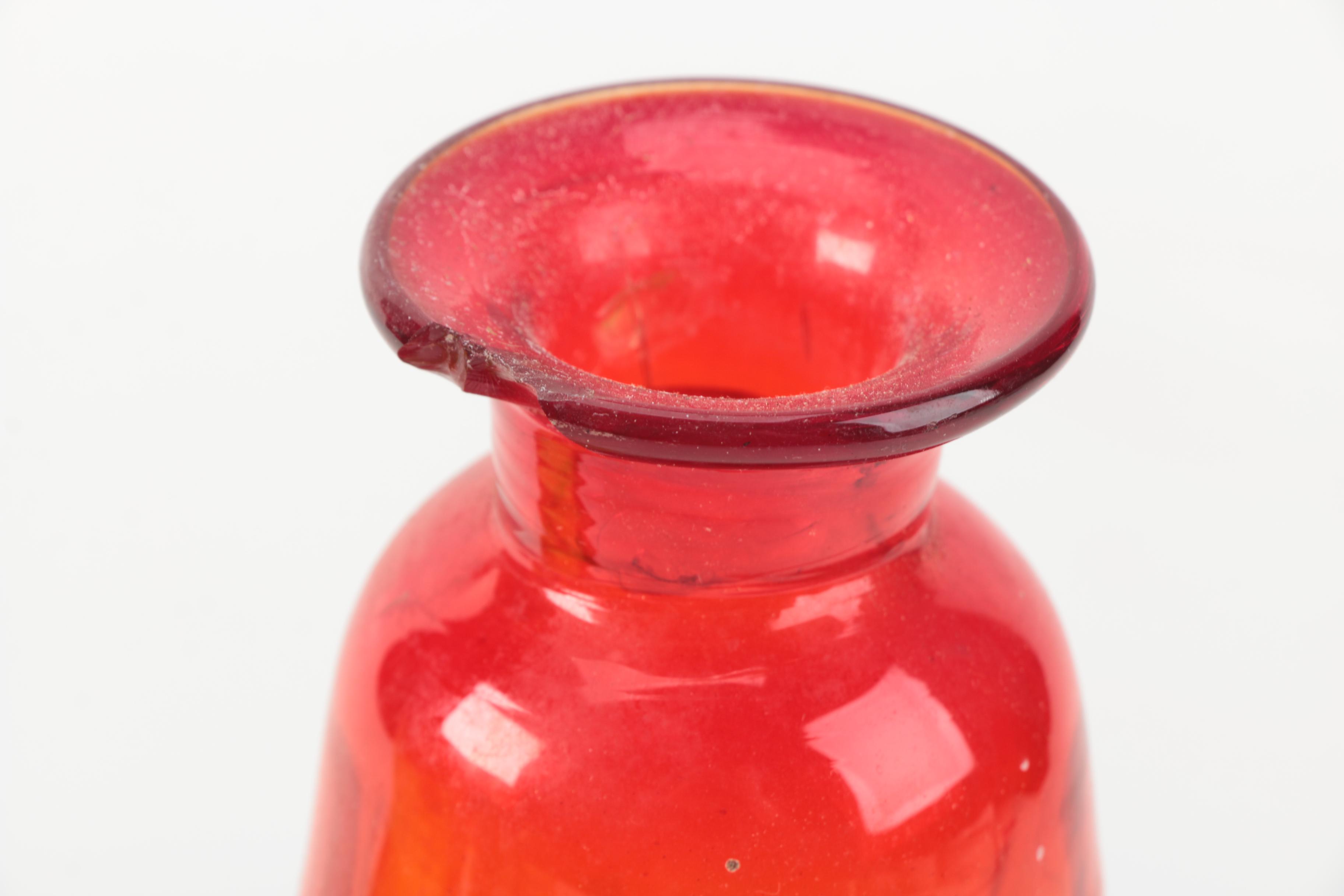 Amber-Colored Glassware Including Blenko Ambernia Double Carafe