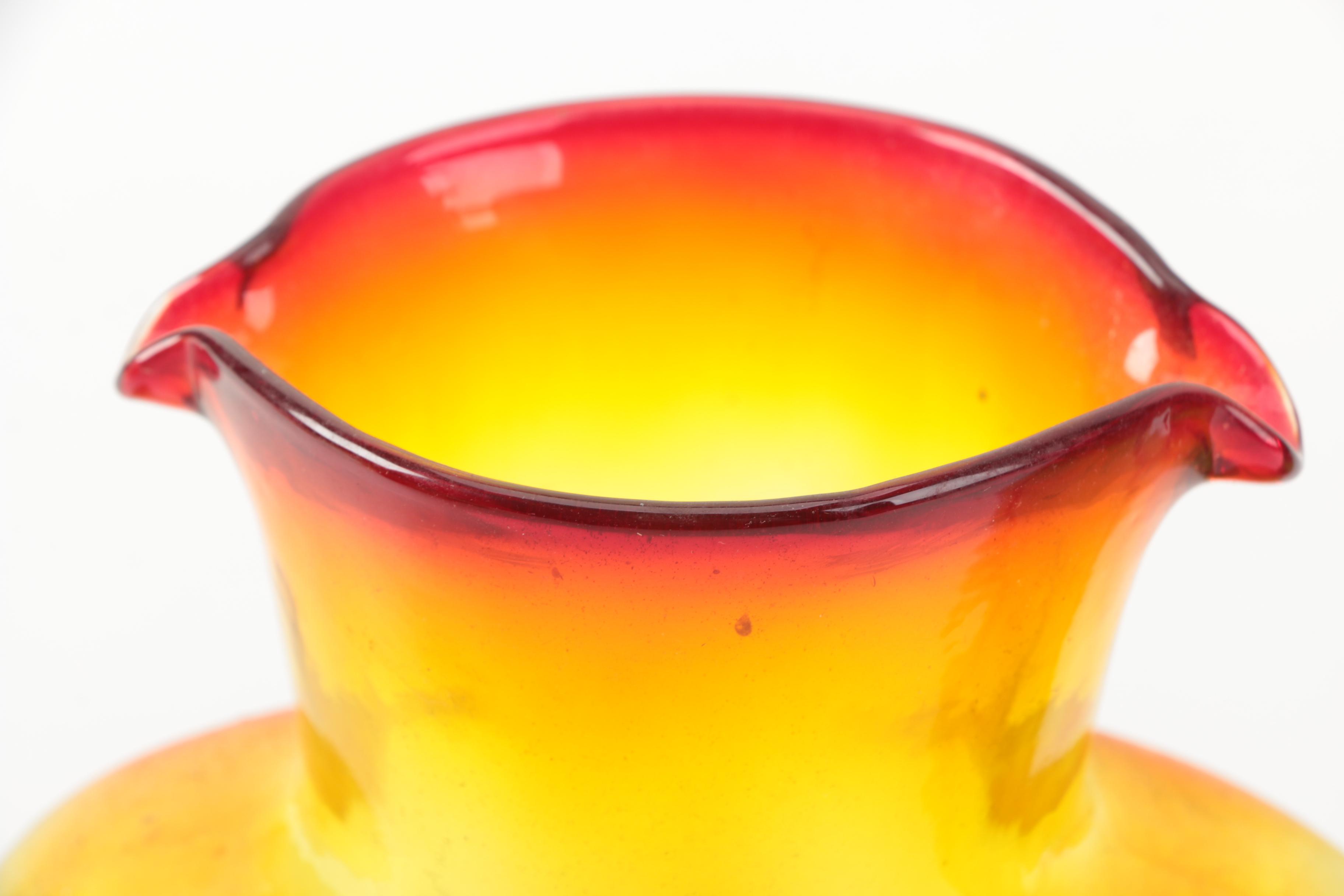 Amber-Colored Glassware Including Blenko Ambernia Double Carafe