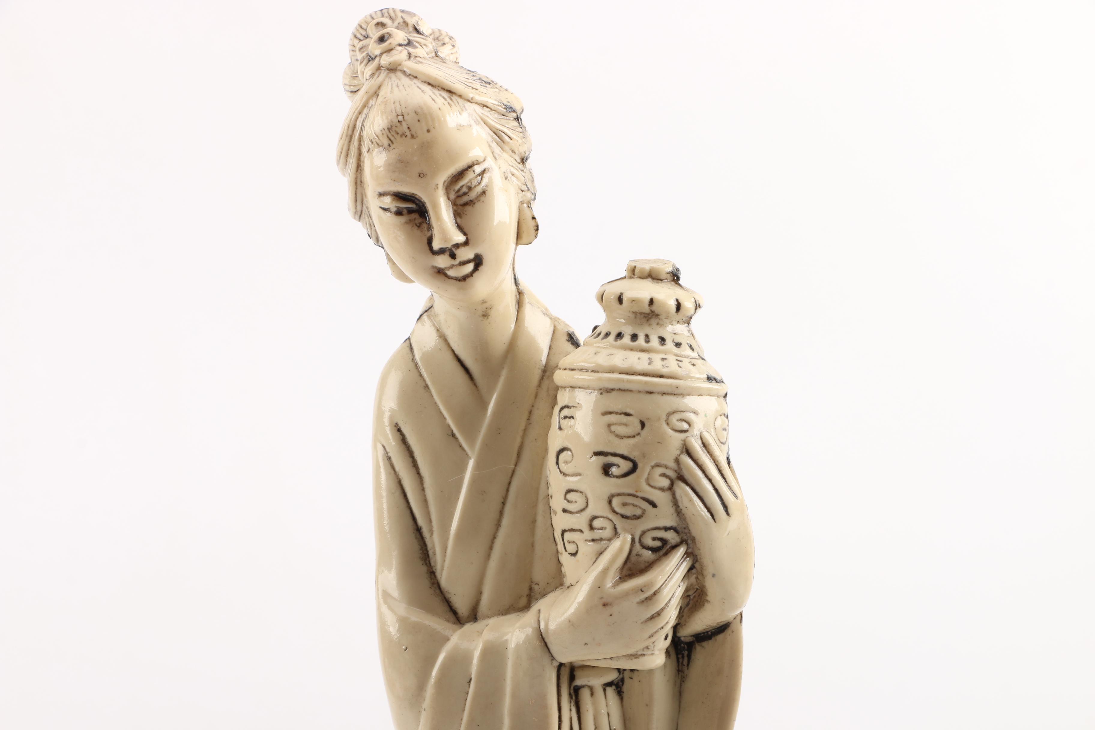 Chinese Inspired Figurines and Carved Cork Diorama