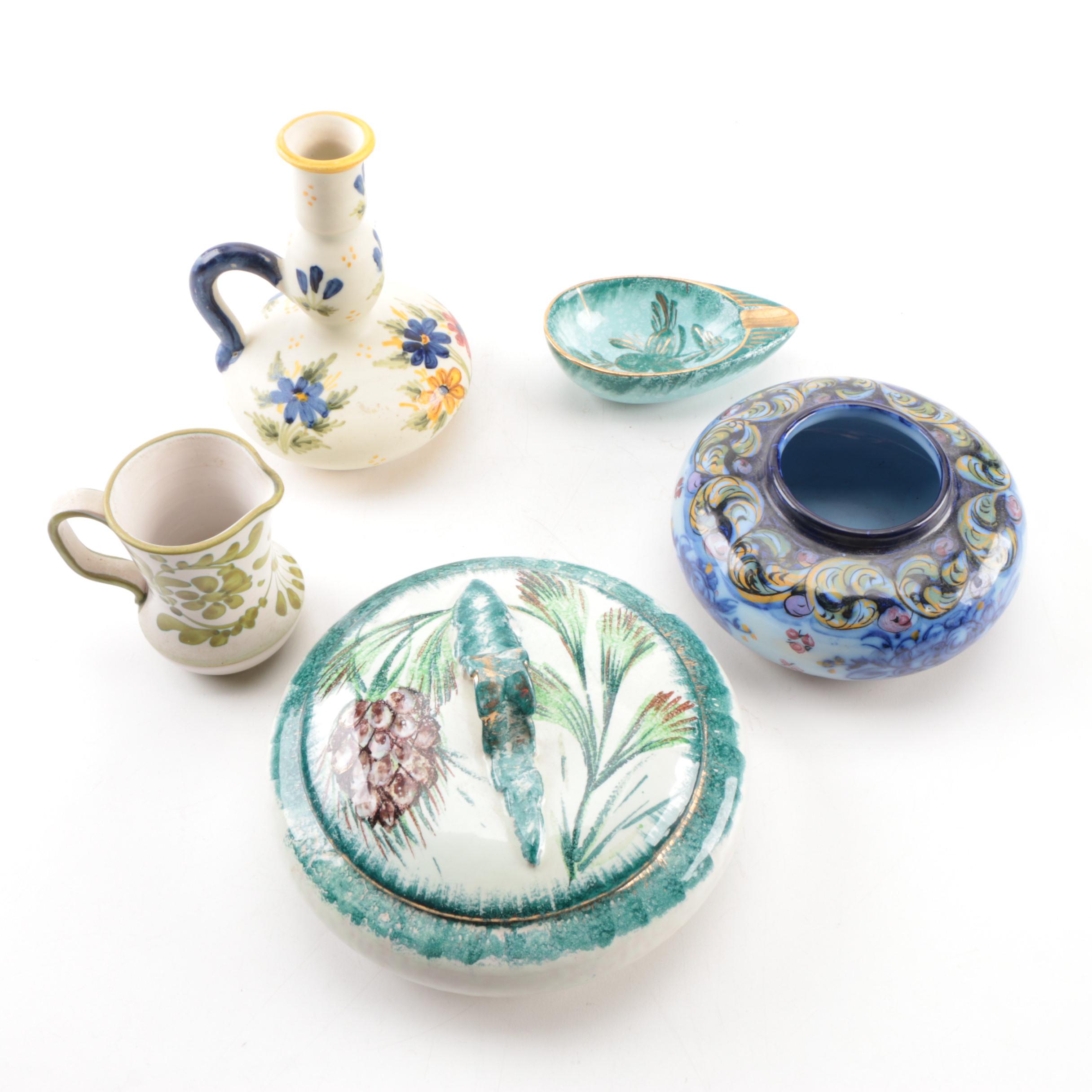 Italian, Portuguese and Danish Ceramic Pitchers and Bowls