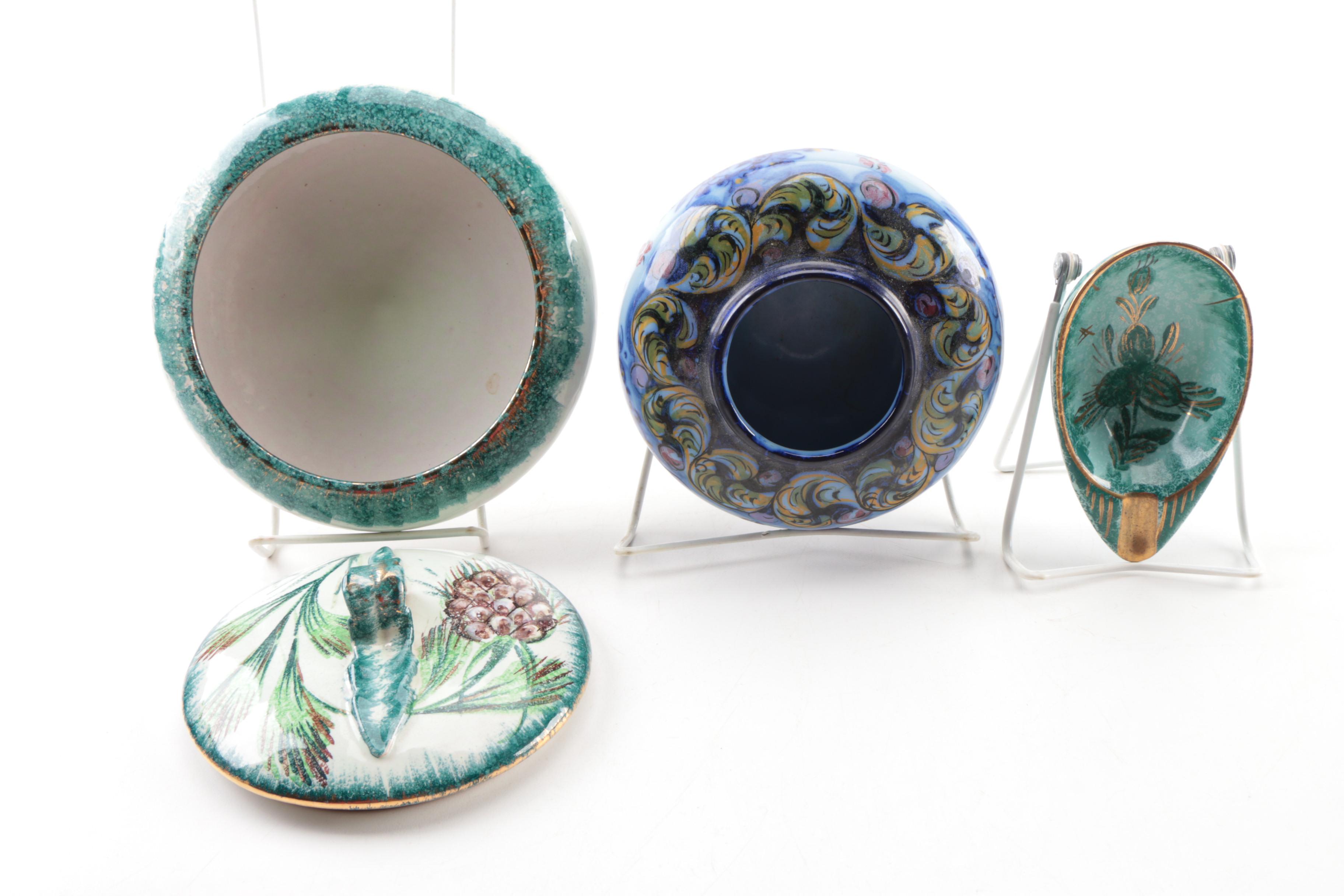 Italian, Portuguese and Danish Ceramic Pitchers and Bowls