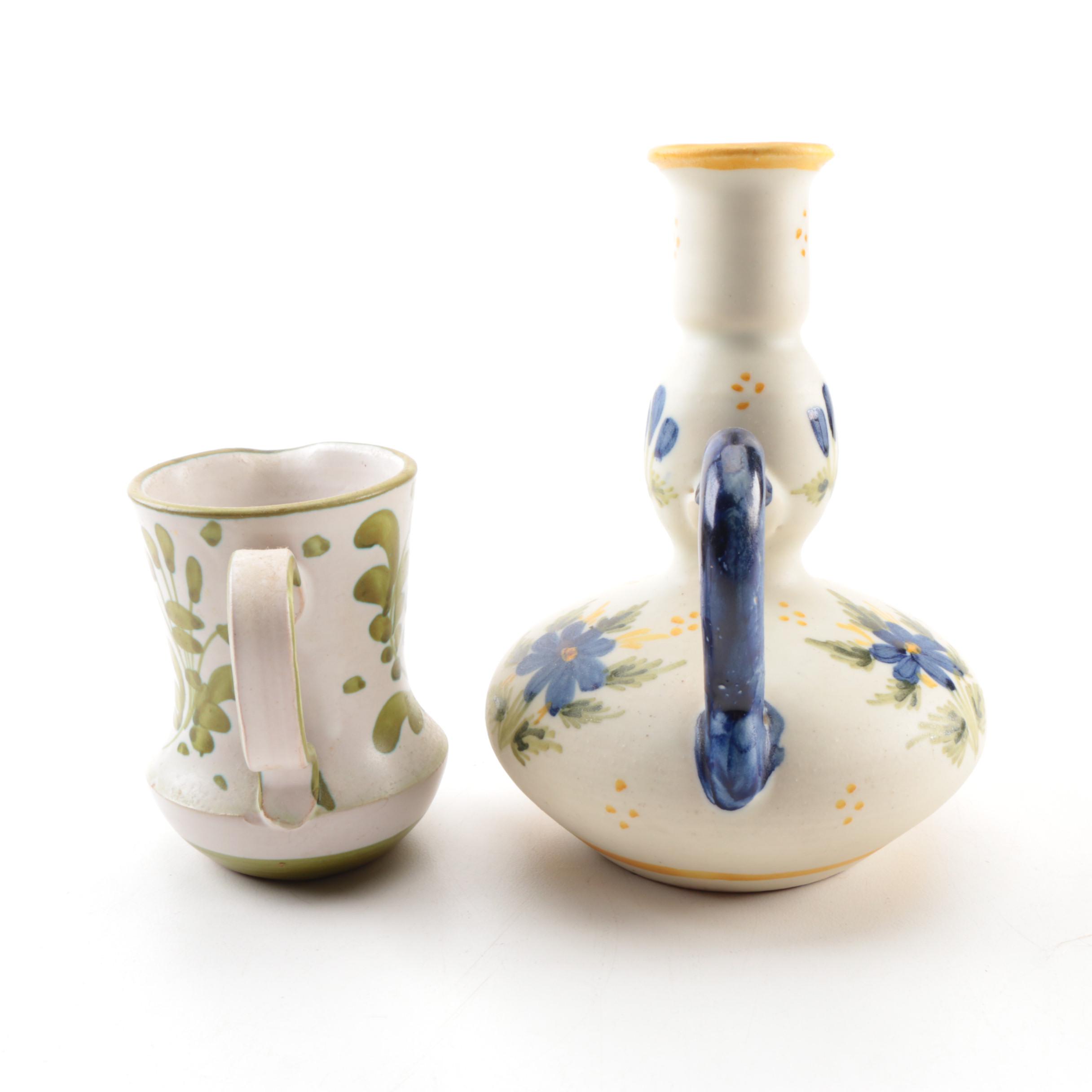 Italian, Portuguese and Danish Ceramic Pitchers and Bowls