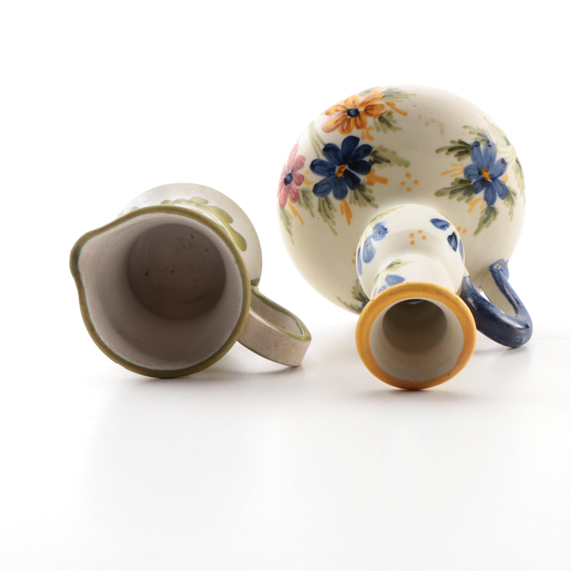 Italian, Portuguese and Danish Ceramic Pitchers and Bowls