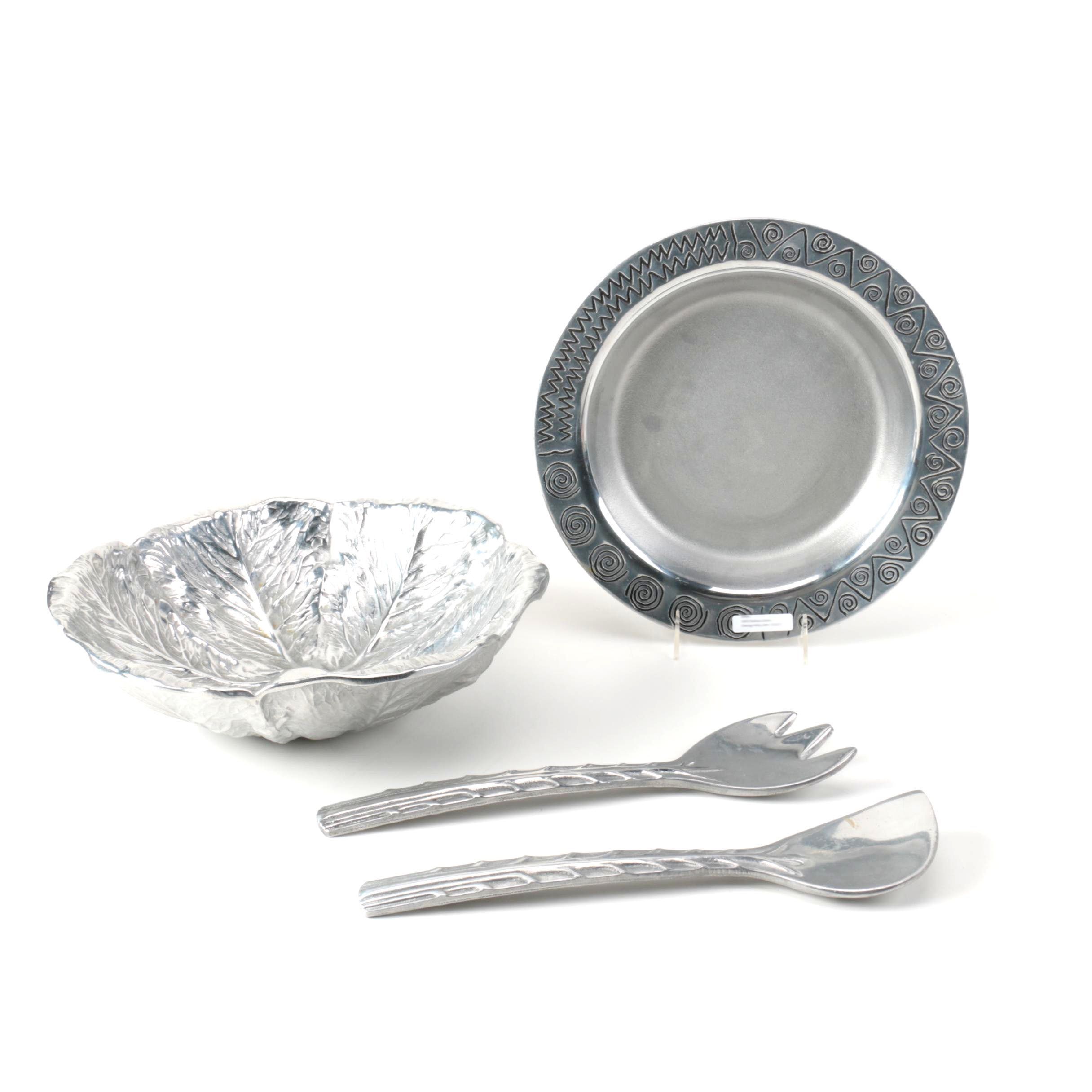 Wilton Armetale "Majolica" Salad Set and "Reggae" Pie Plate