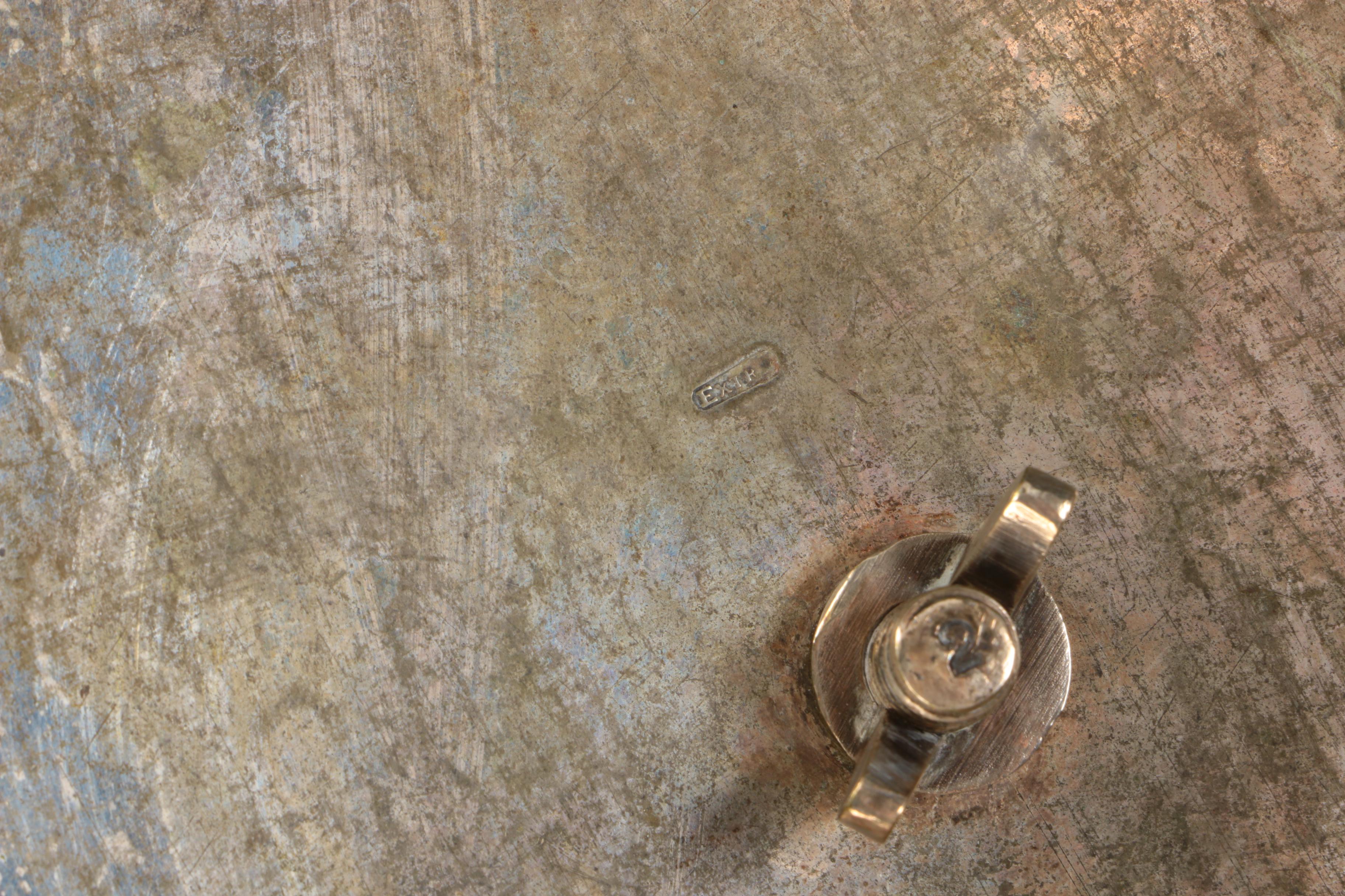 Keane Family Crest Engraved Silver Plate Meat Dome and Footed Tray