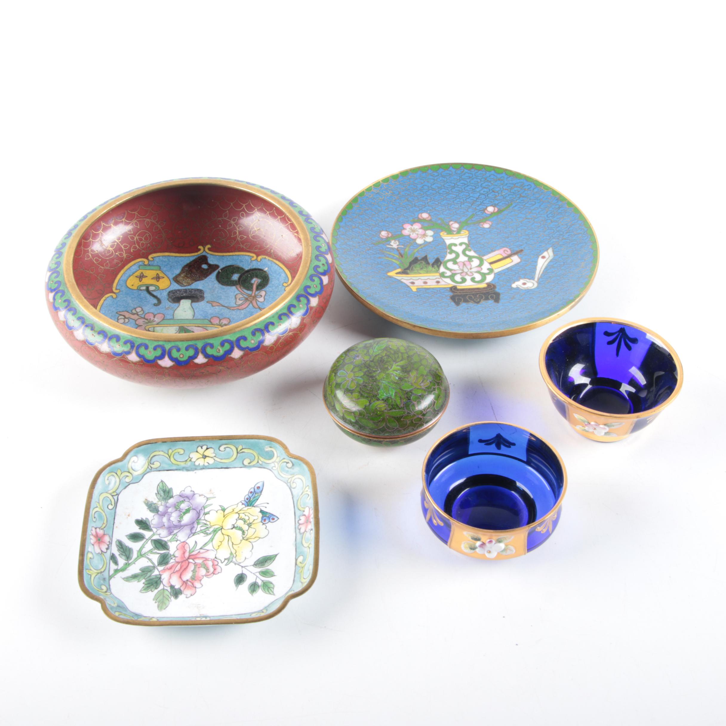Venetian Glass and Chinese Cloisonné Trinket Dishes