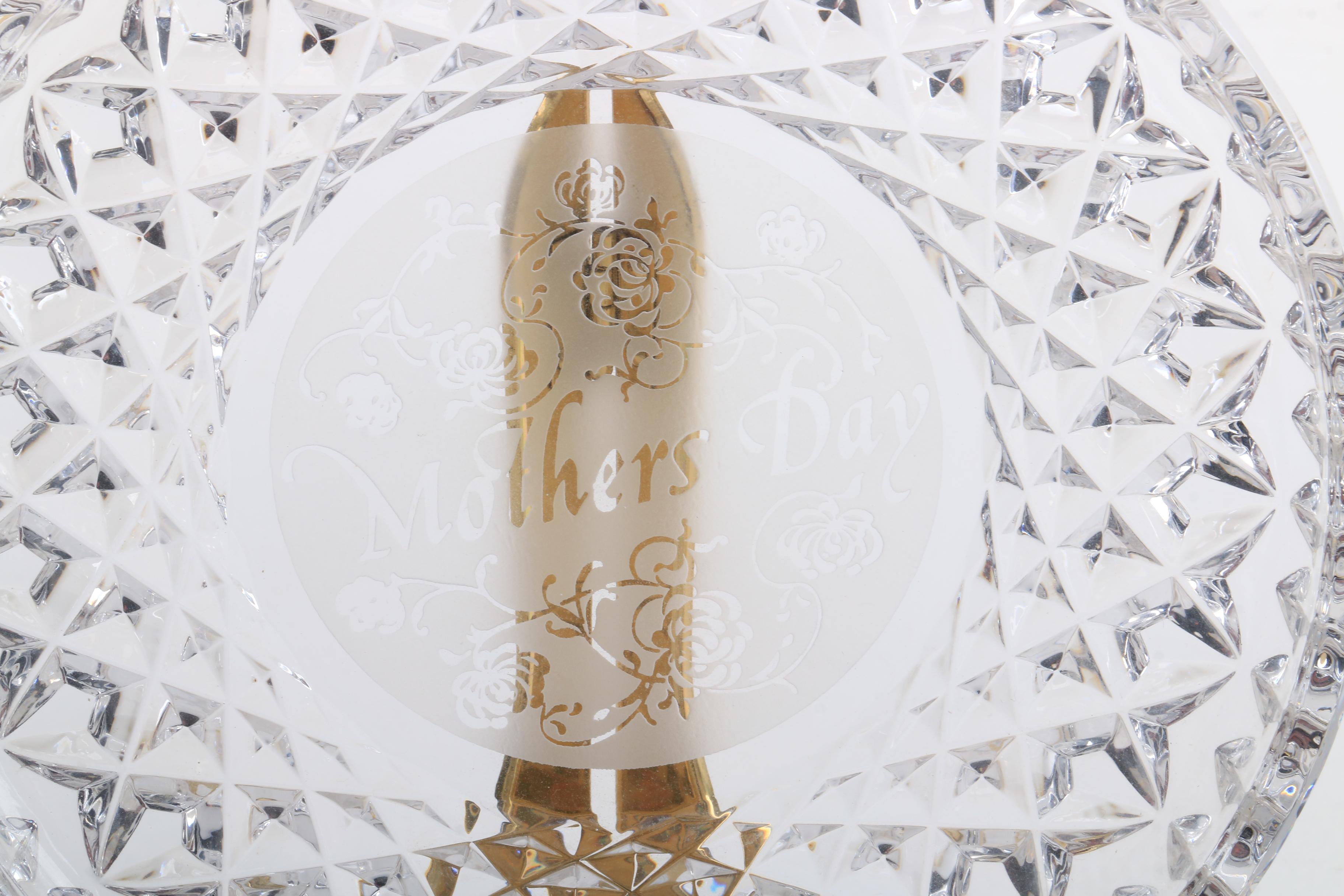 Waterford Crystal Style Mother's Day Plate and Stand