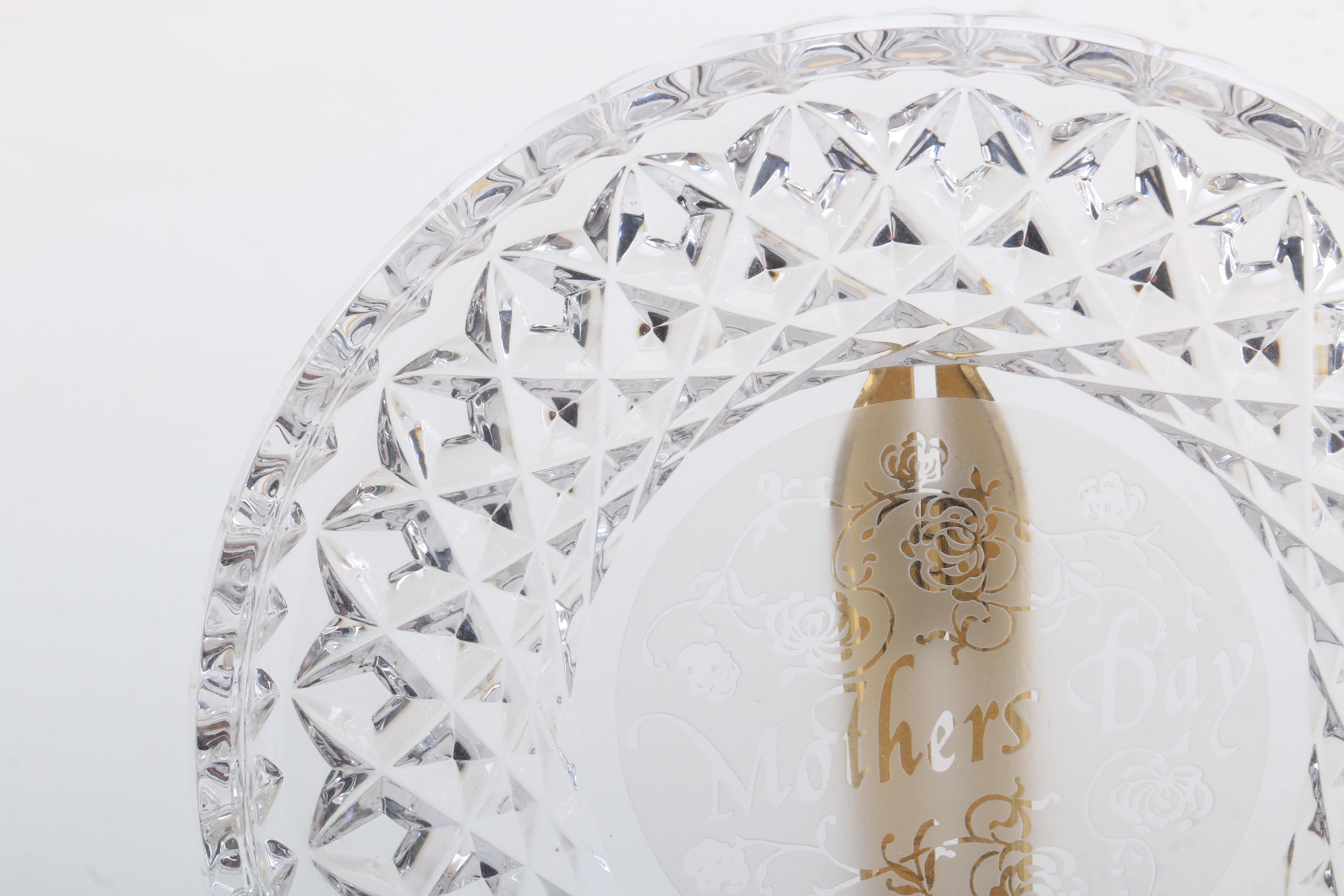 Waterford Crystal Style Mother's Day Plate and Stand