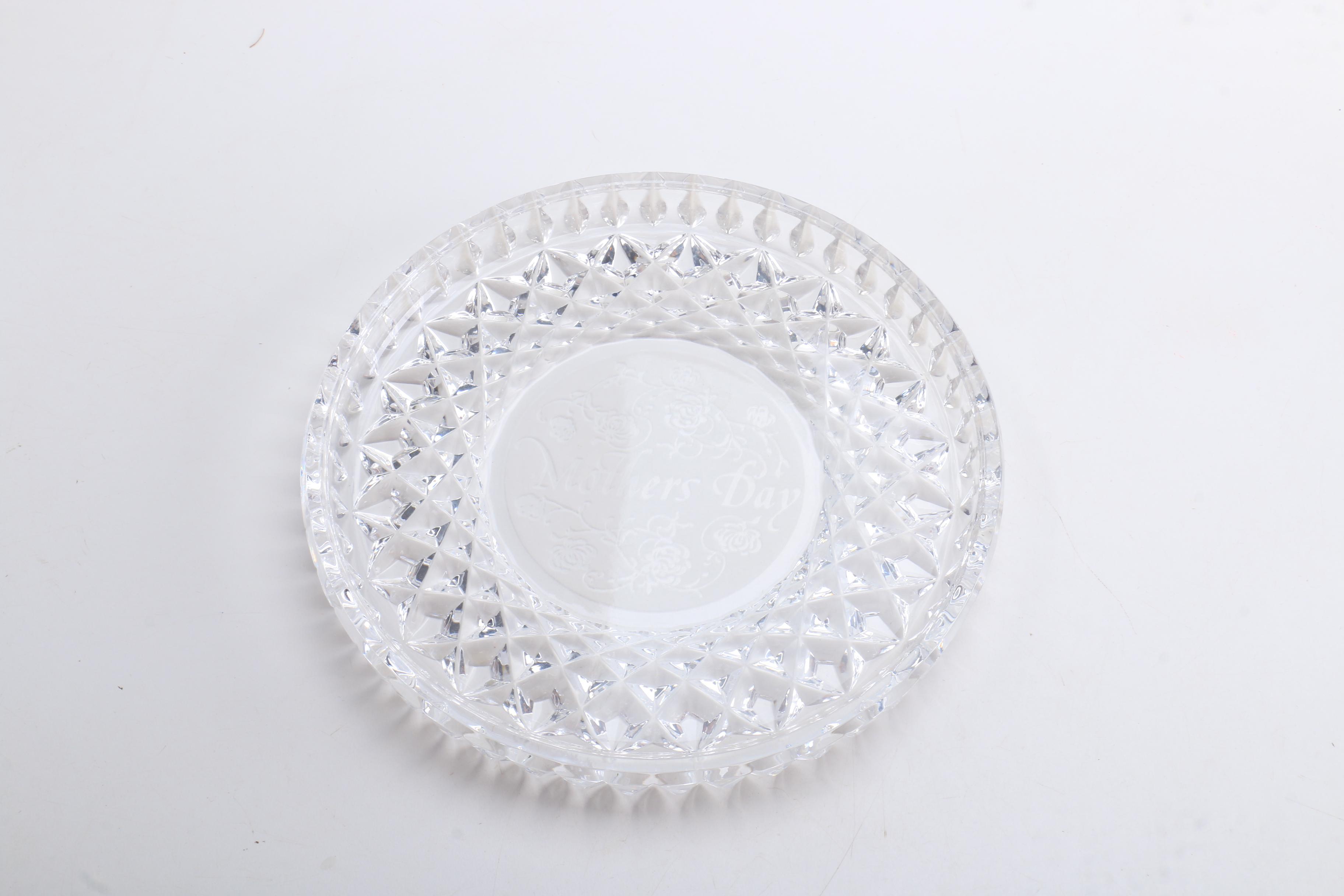 Waterford Crystal Style Mother's Day Plate and Stand