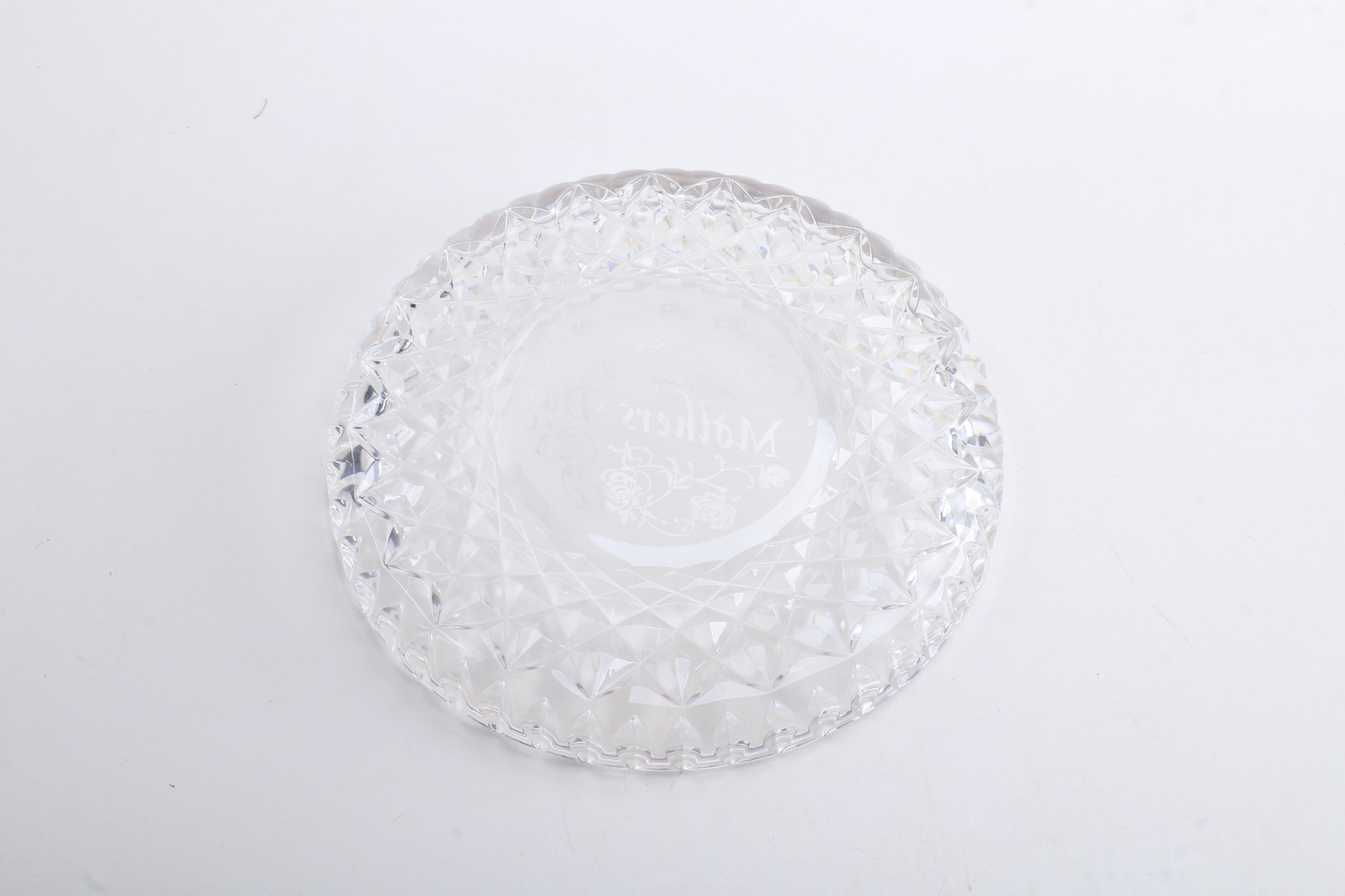 Waterford Crystal Style Mother's Day Plate and Stand