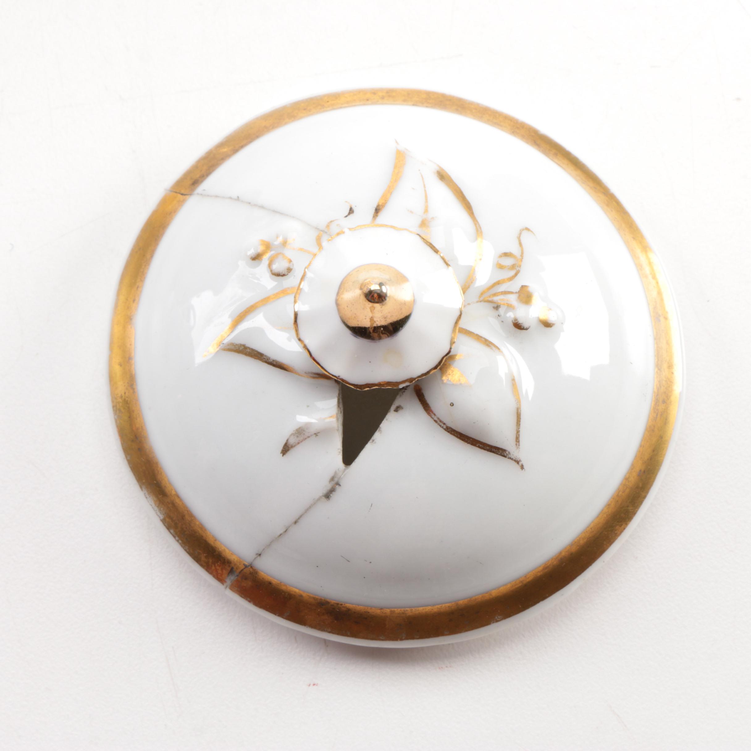 Old Paris Porcelain Tea Pot, Creamer and Sugar Jar