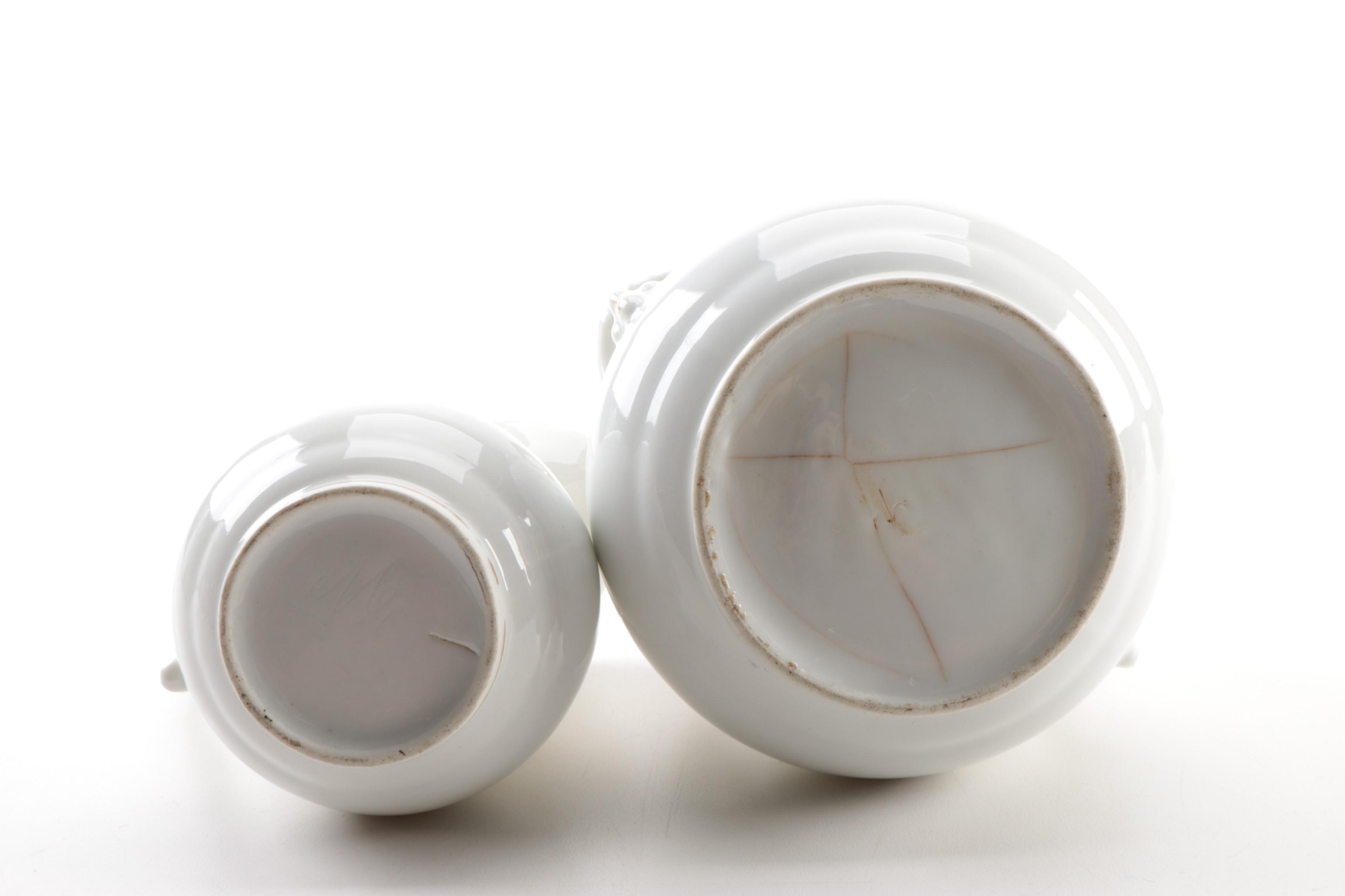 Old Paris Porcelain Tea Pot, Creamer and Sugar Jar