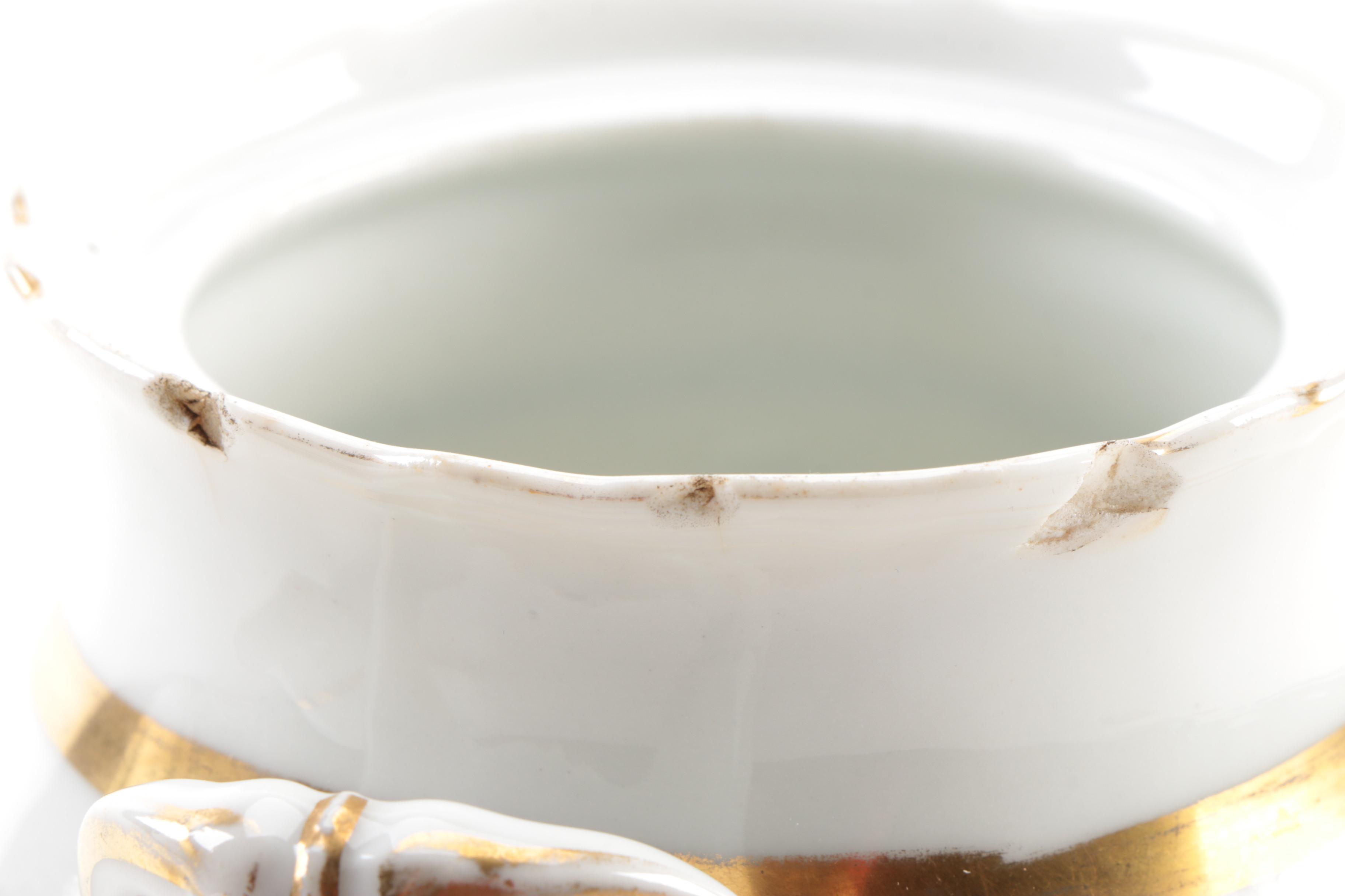 Old Paris Porcelain Tea Pot, Creamer and Sugar Jar