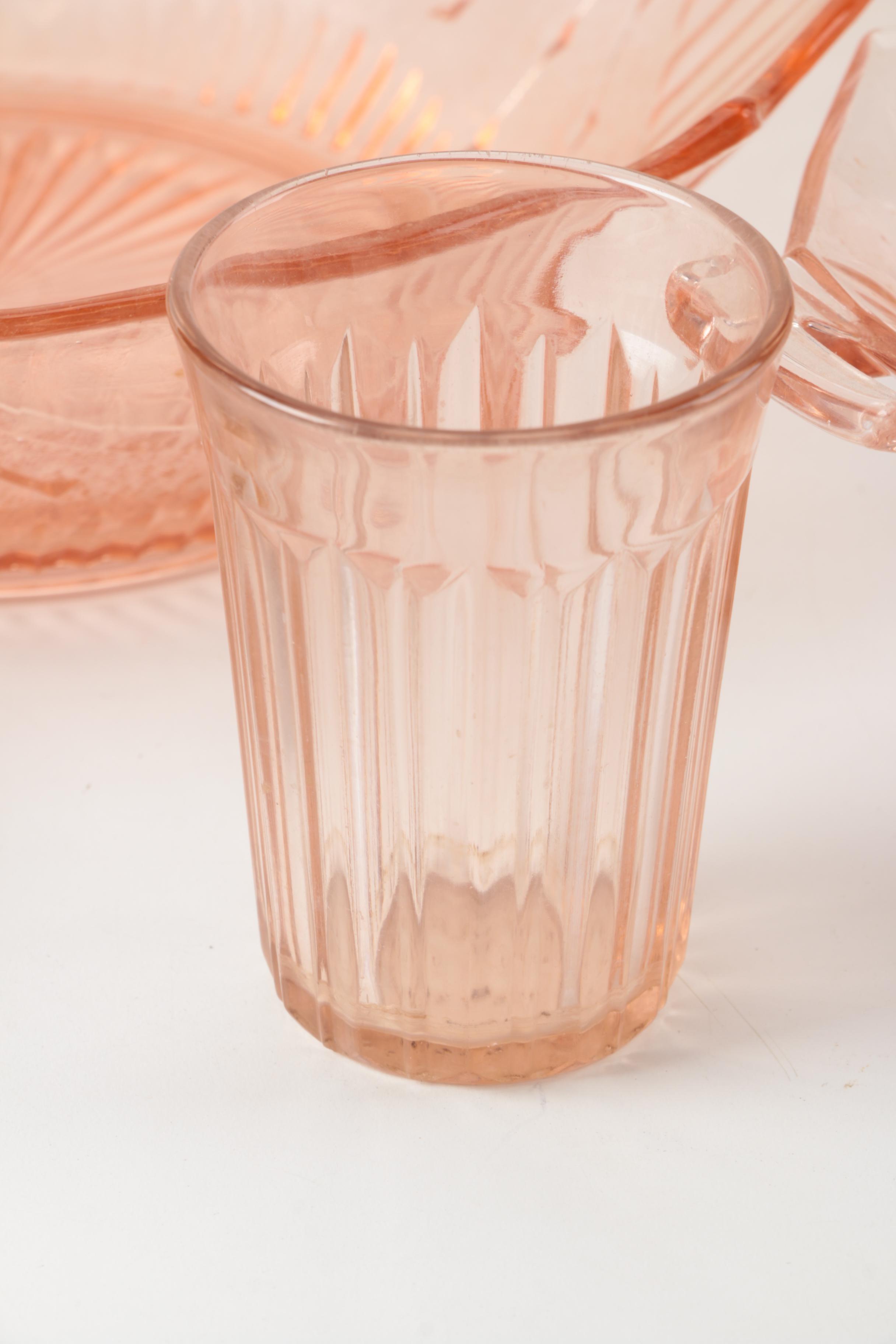 Depression Glass Tableware Including Anchor Hocking "Fortune Pink" Circa 1937