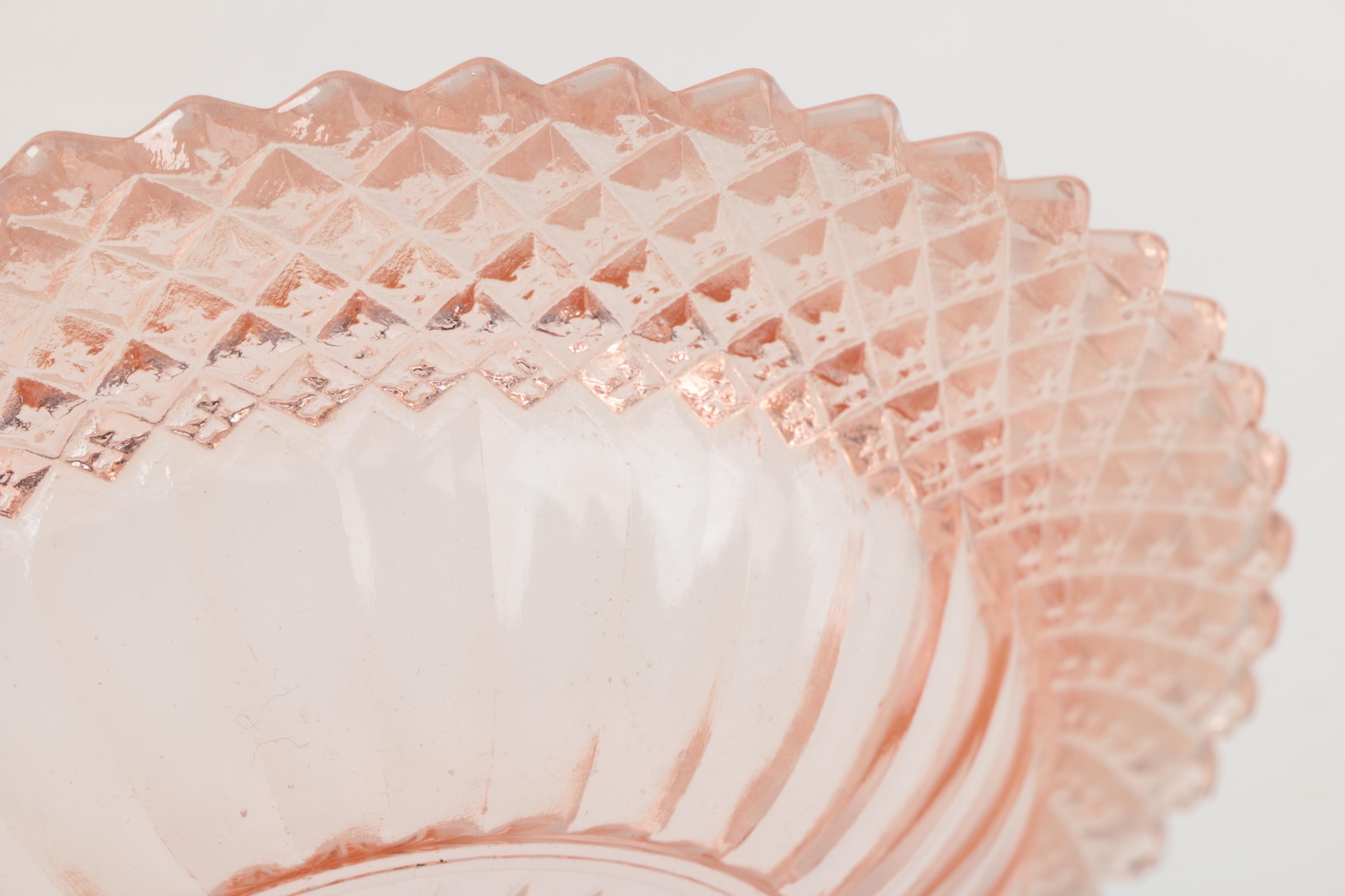 Depression Glass Tableware Including Anchor Hocking "Fortune Pink" Circa 1937