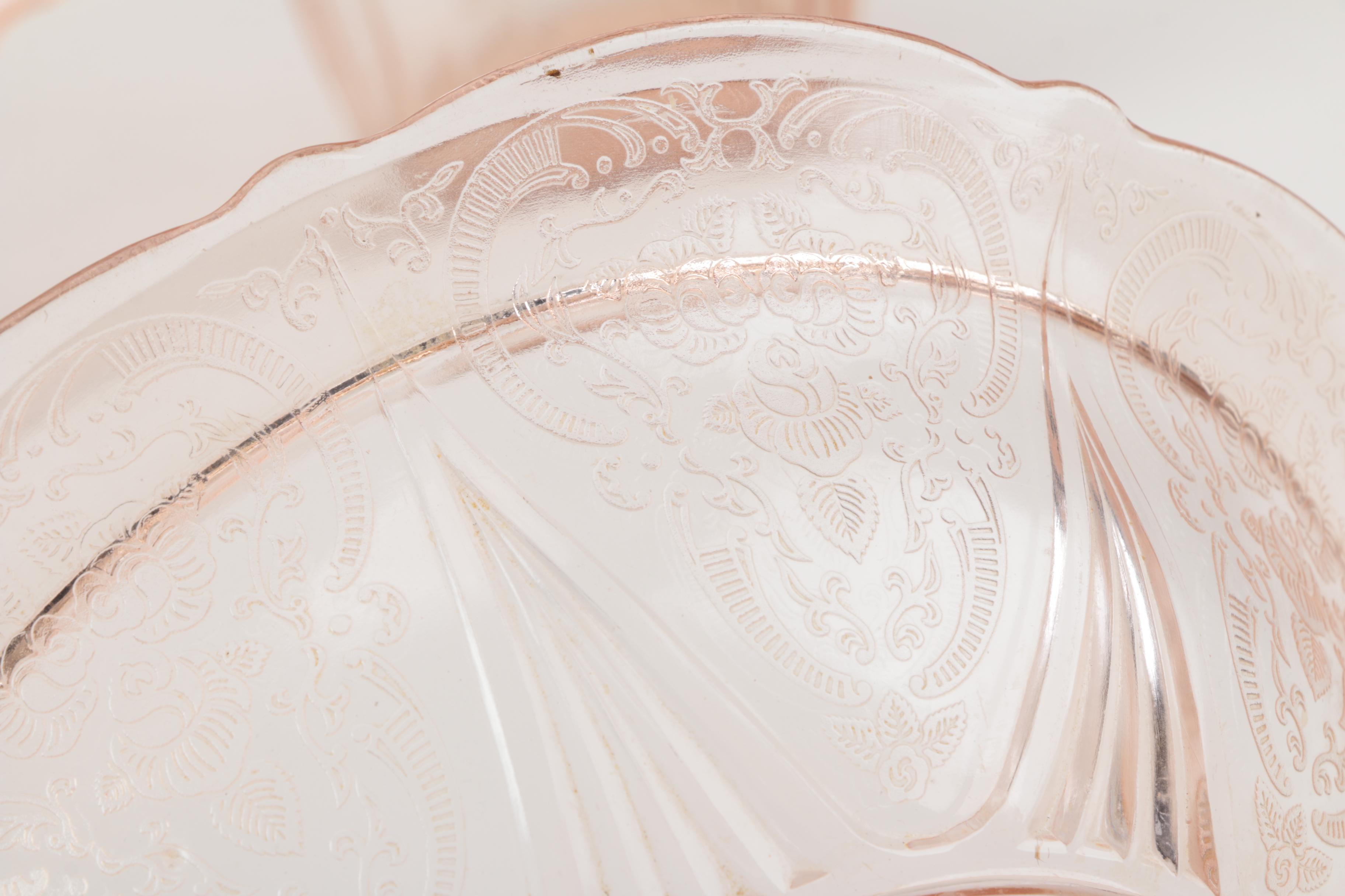 Depression Glass Tableware Including Anchor Hocking "Fortune Pink" Circa 1937