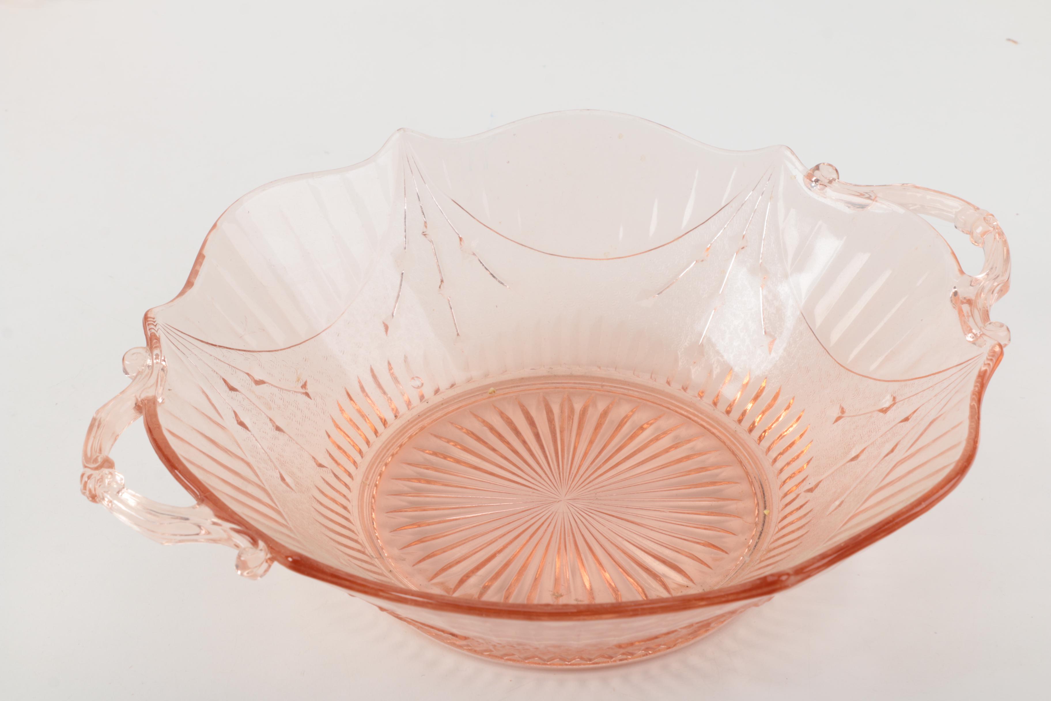 Depression Glass Tableware Including Anchor Hocking "Fortune Pink" Circa 1937