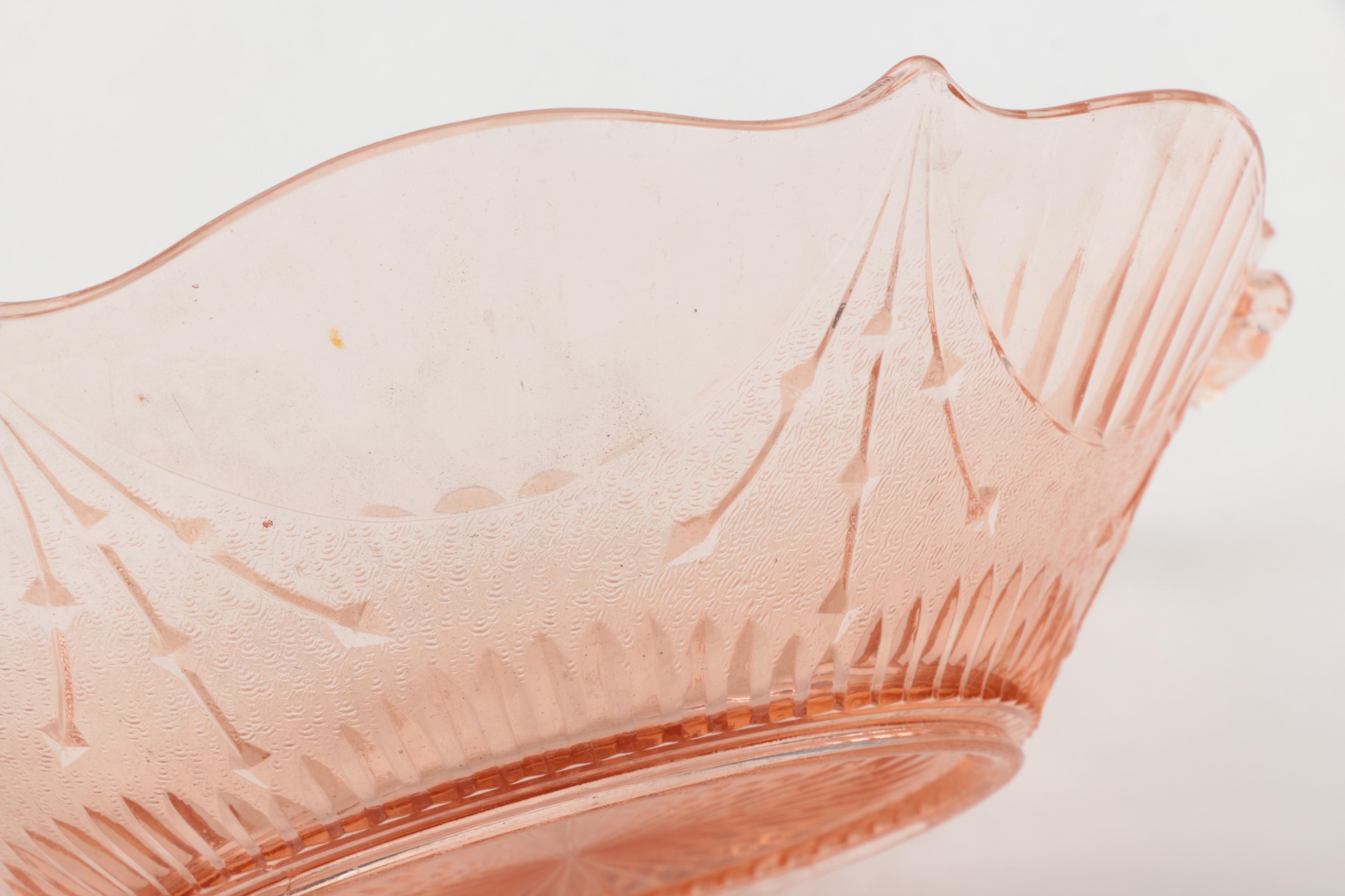 Depression Glass Tableware Including Anchor Hocking "Fortune Pink" Circa 1937