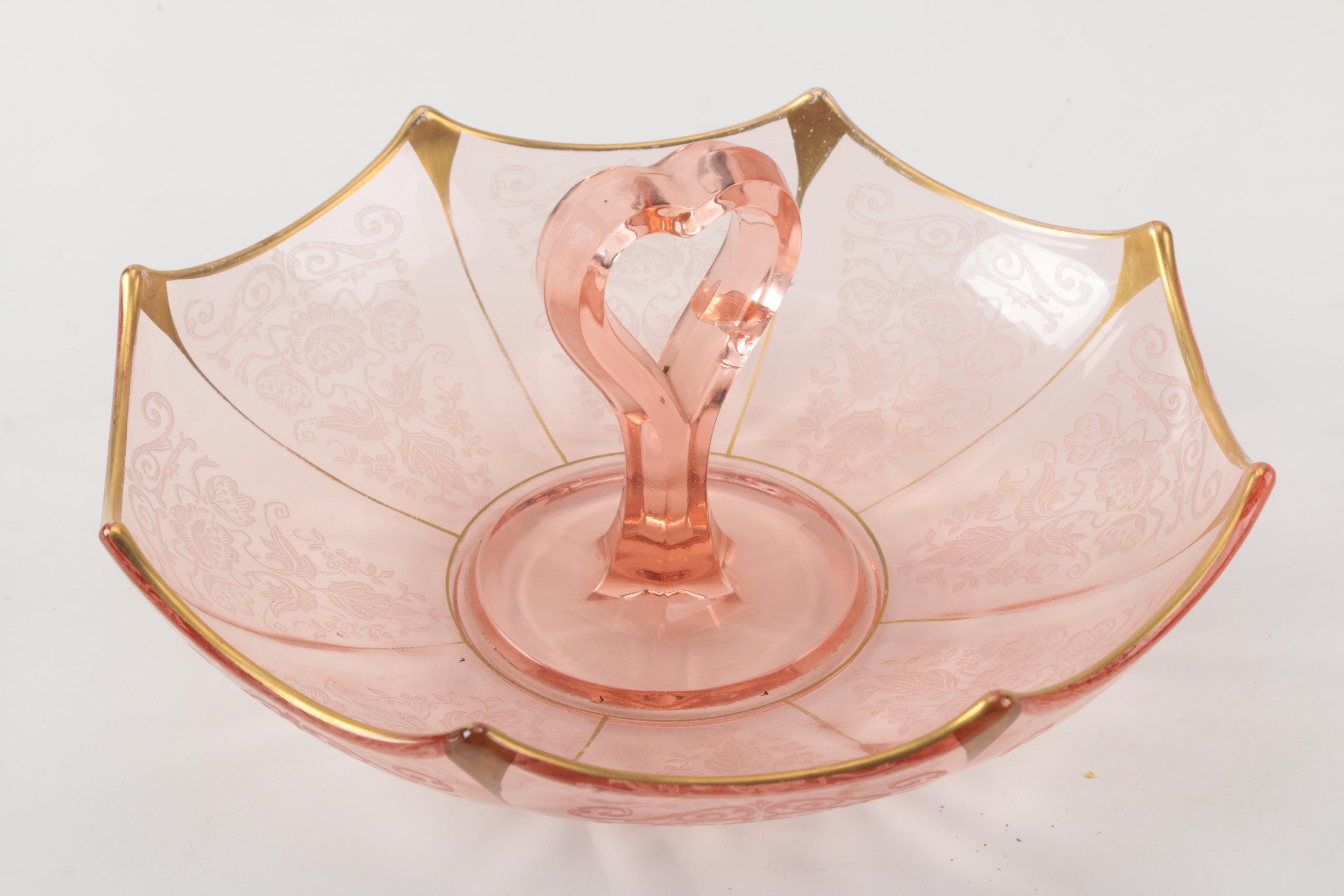 Depression Glass Tableware Including Anchor Hocking "Fortune Pink" Circa 1937