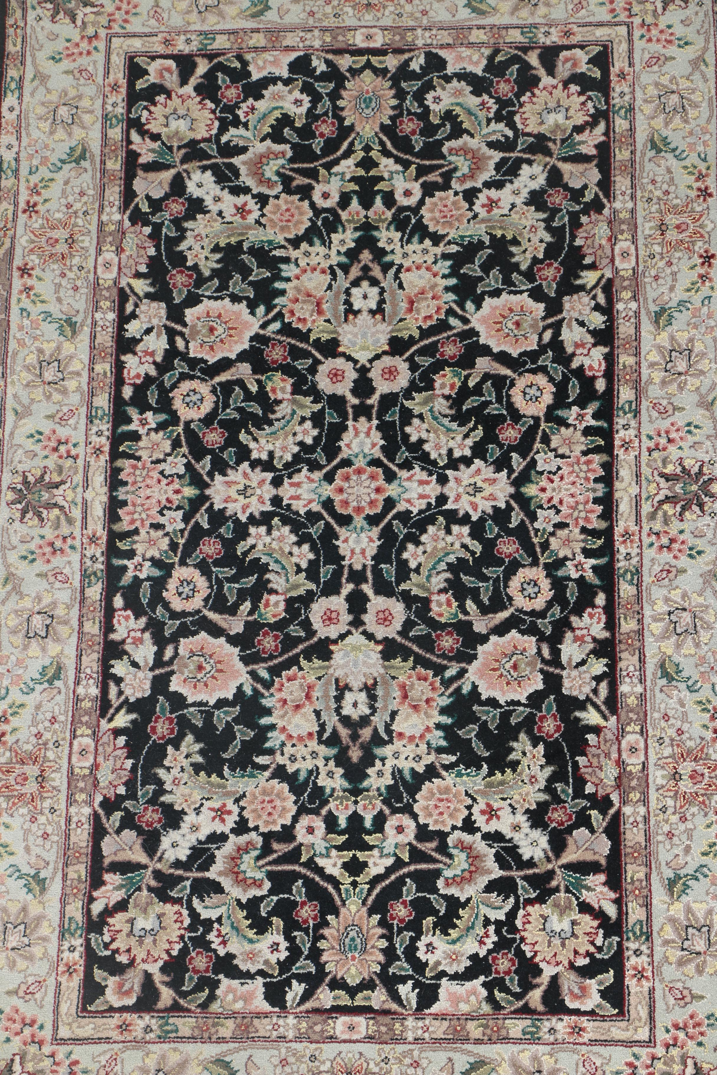 Finely Hand-Knotted Sino-Persian Wool and Silk Accent Rugs