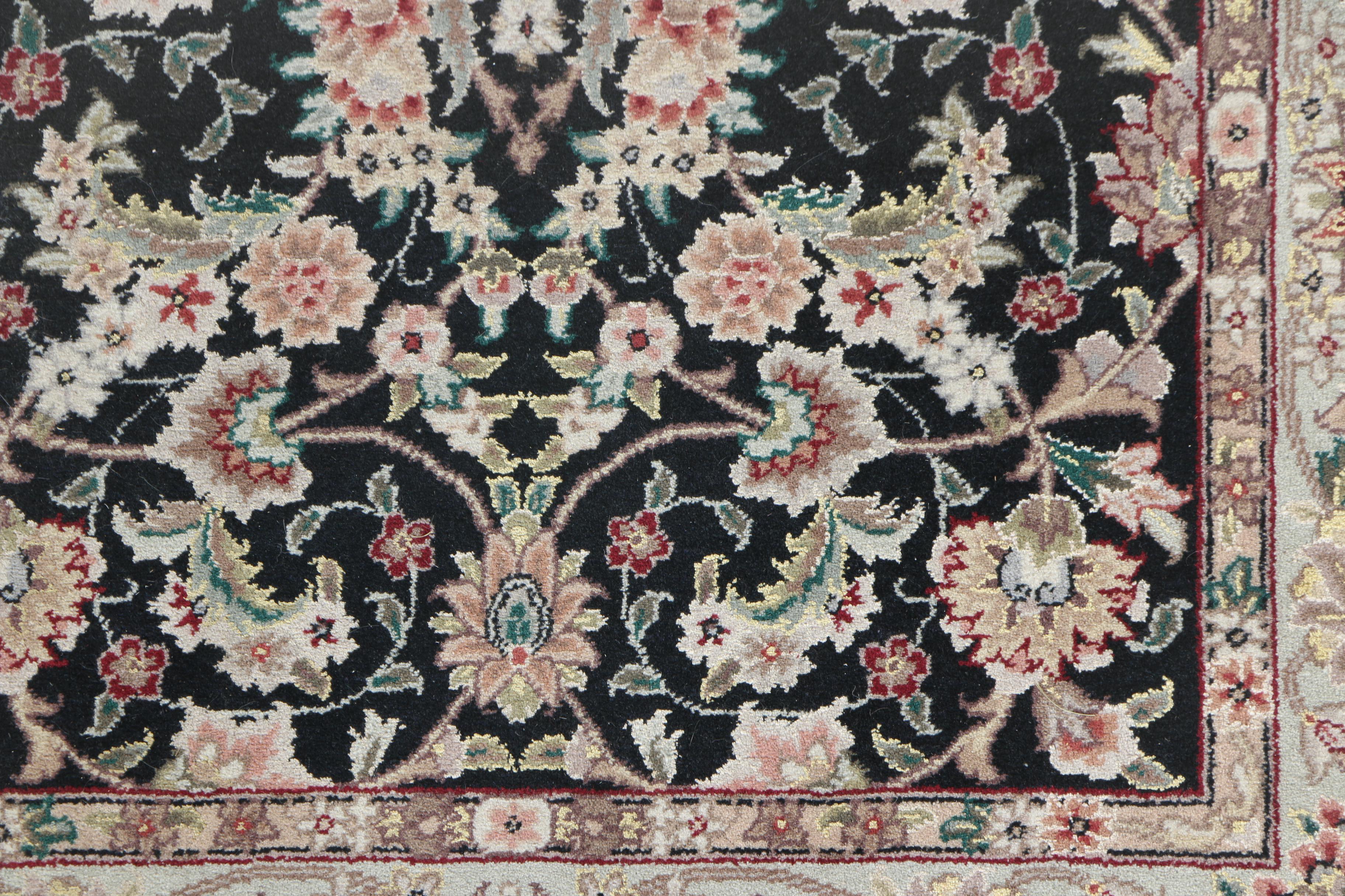 Finely Hand-Knotted Sino-Persian Wool and Silk Accent Rugs