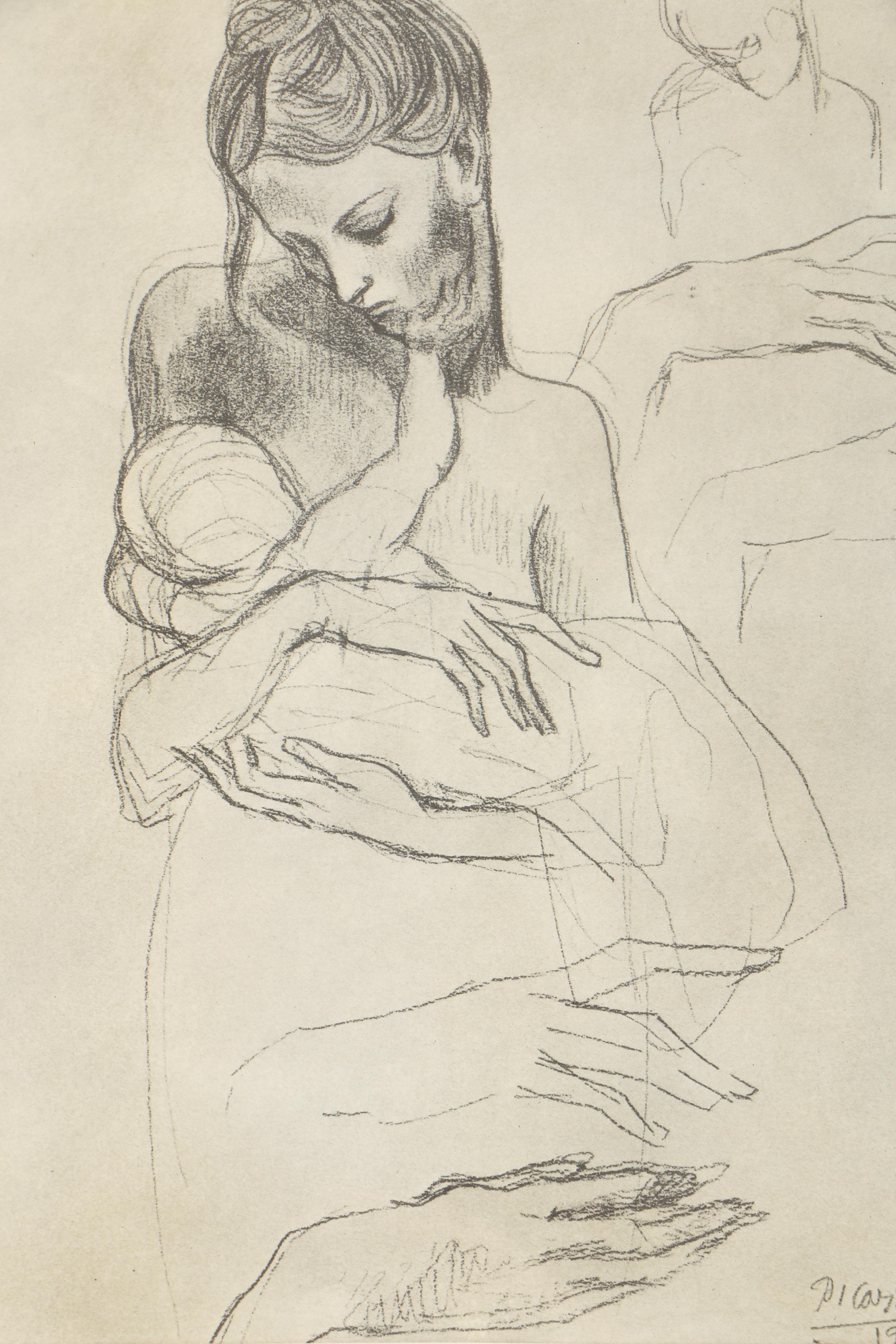 Halftone Print After Pablo Picasso "Mother and Child"