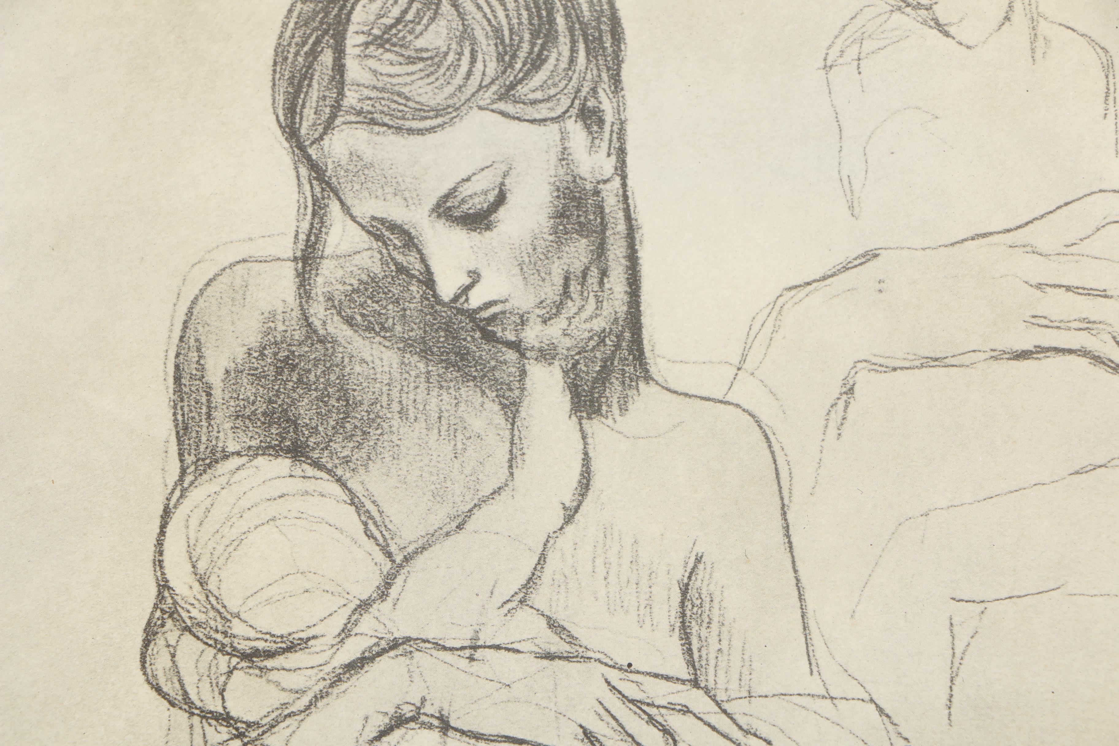 Halftone Print After Pablo Picasso "Mother and Child"