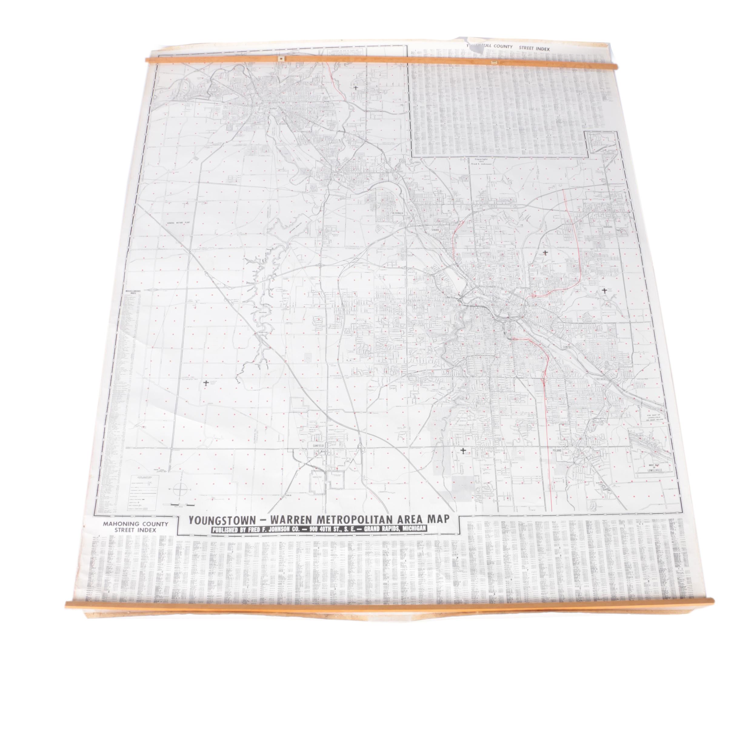 1971 Youngstown-Warren Metropolitan Area Map Published by Fred F. Johnson Co.