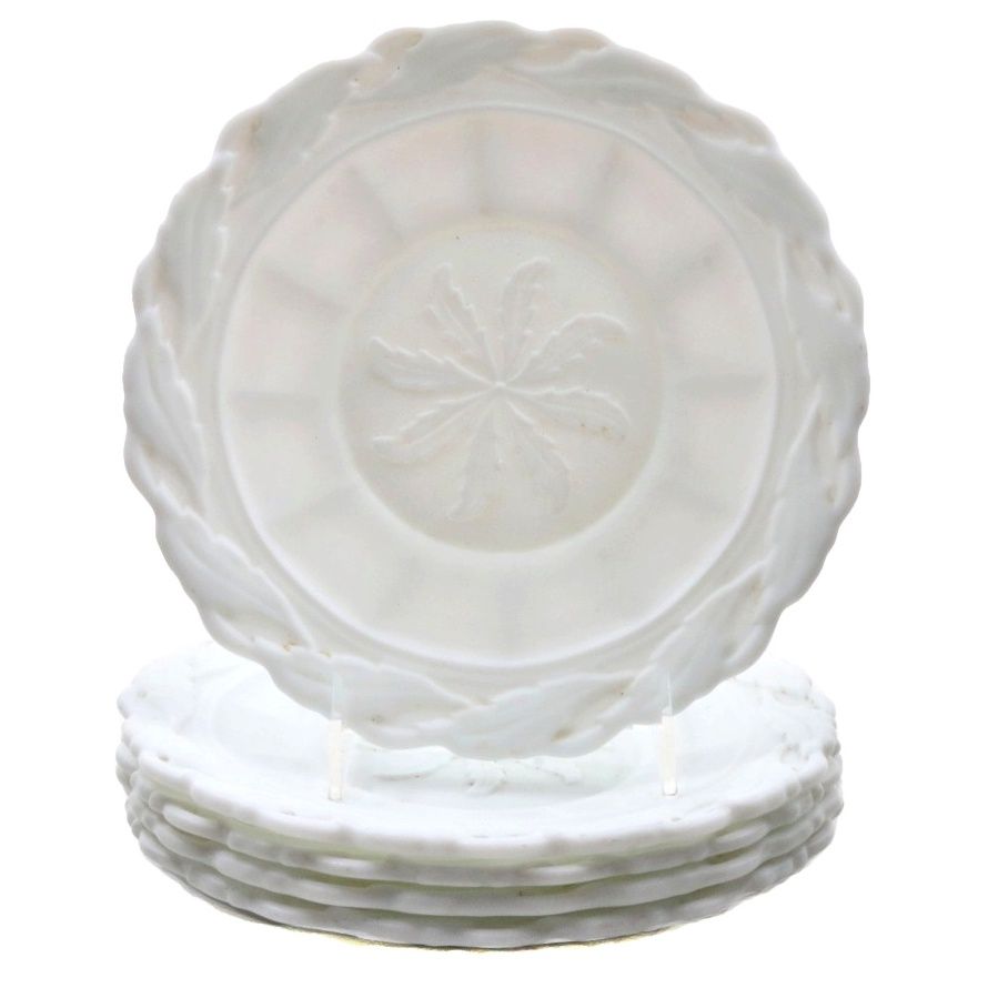 Vintage Imperial Glass "Star Holly" Milk Glass Salad Plates