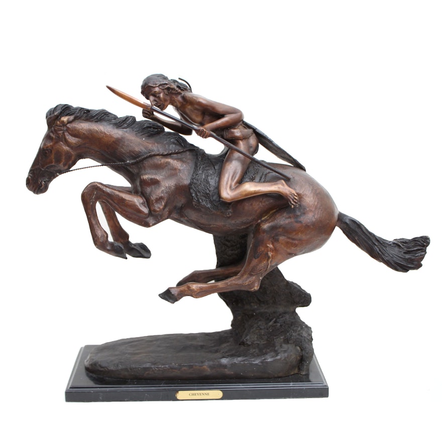 Bronze Sculpture After Frederic Remington "Cheyenne"