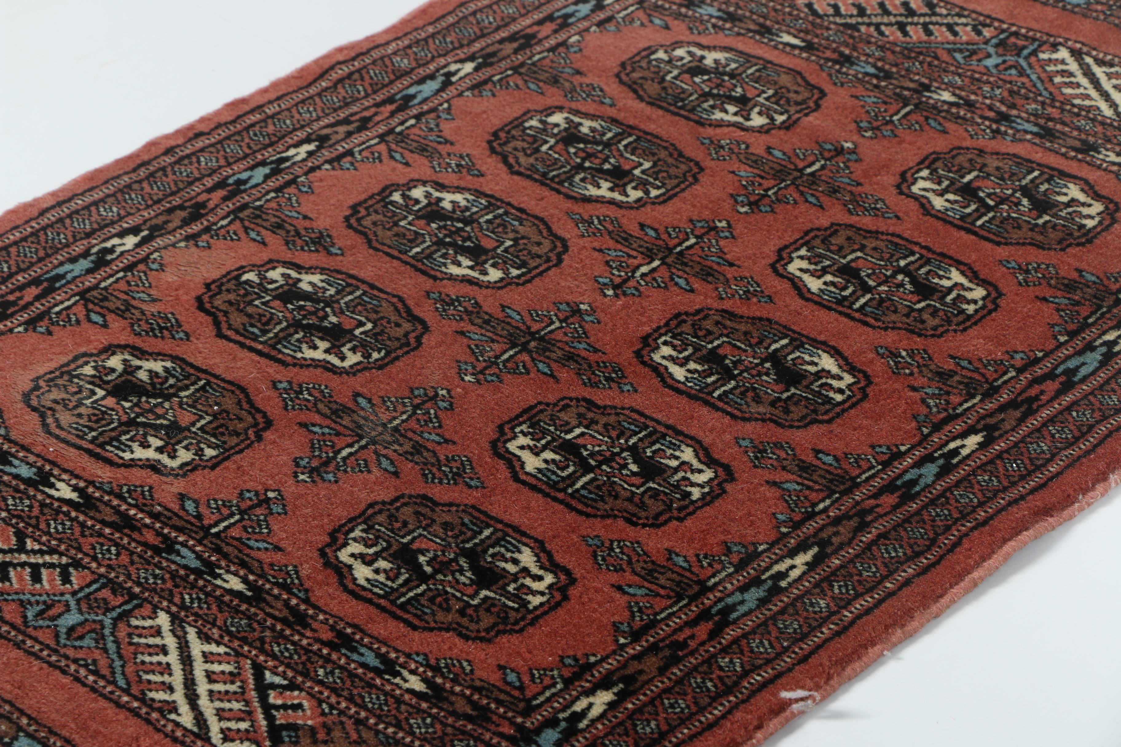 Pair of Hand-Knotted Tekke Bokhara Wool Accent Rugs