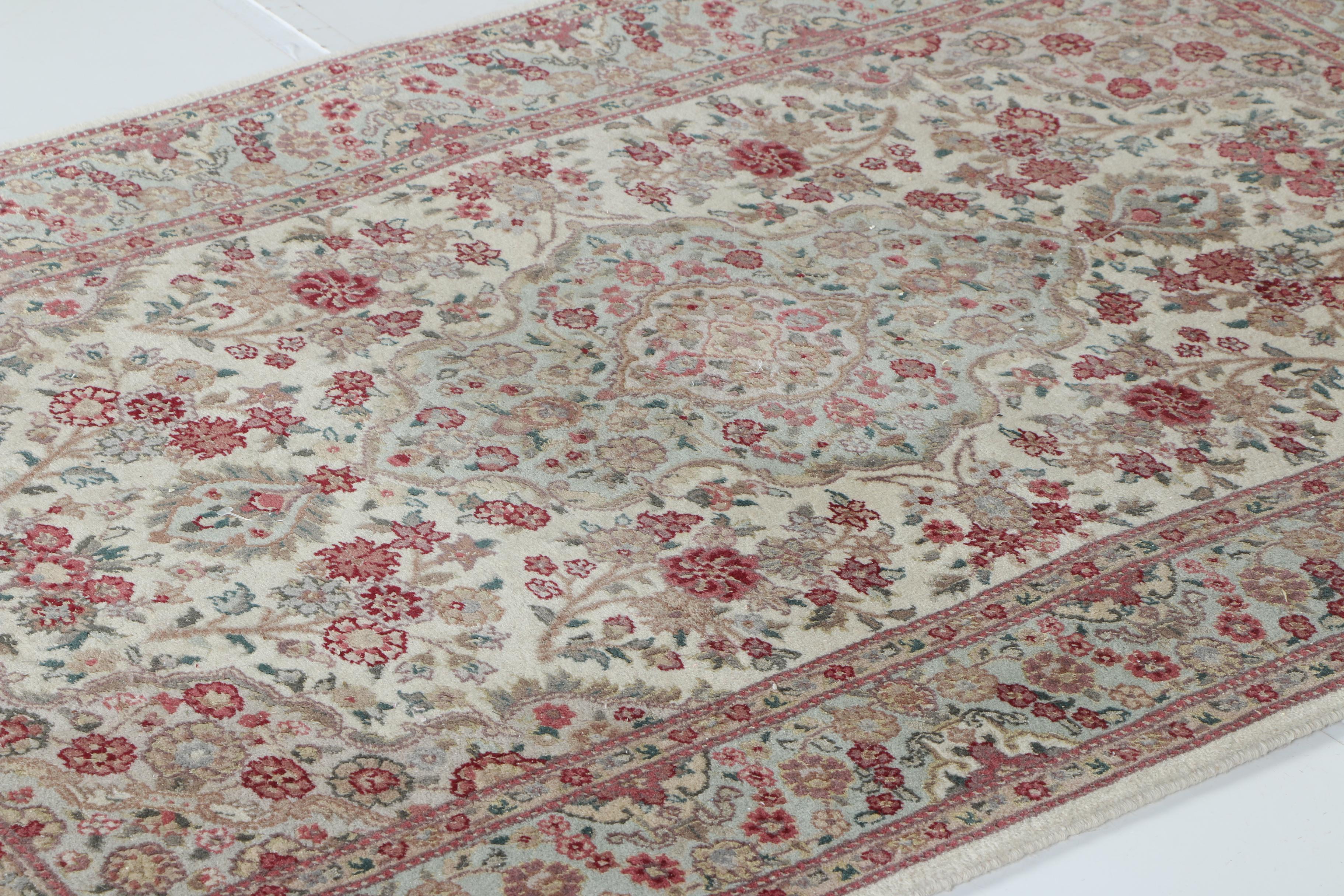 Finely Hand-Knotted Kerman-Style Accent Rug