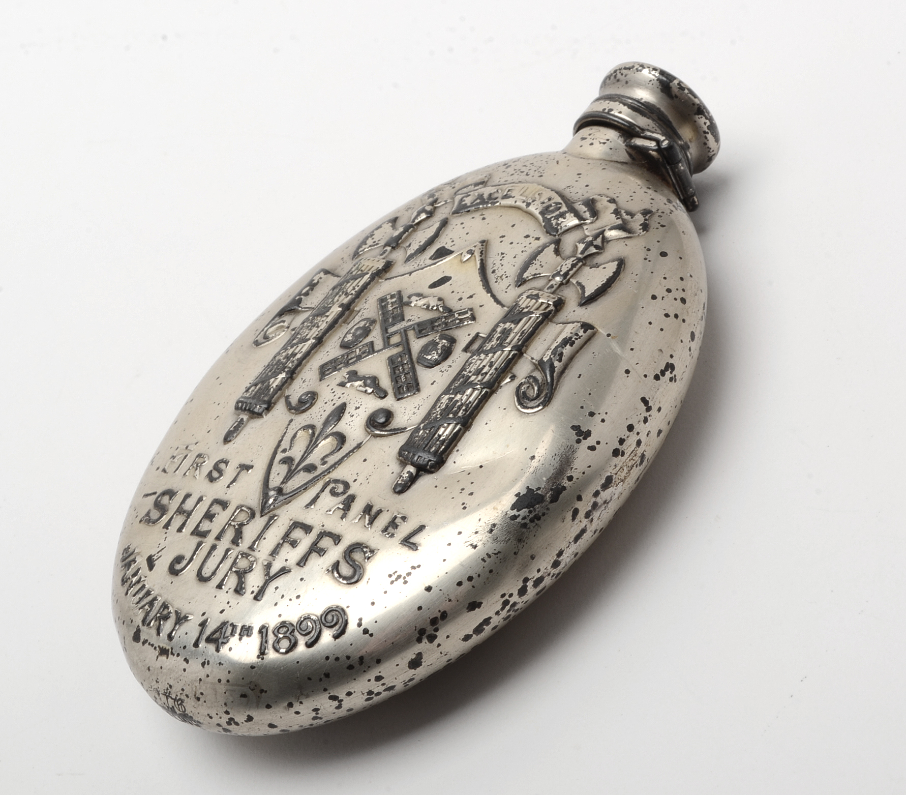 Late 19th Century Gorham Sterling Silver "First Panel Sheriffs Jury" Flask