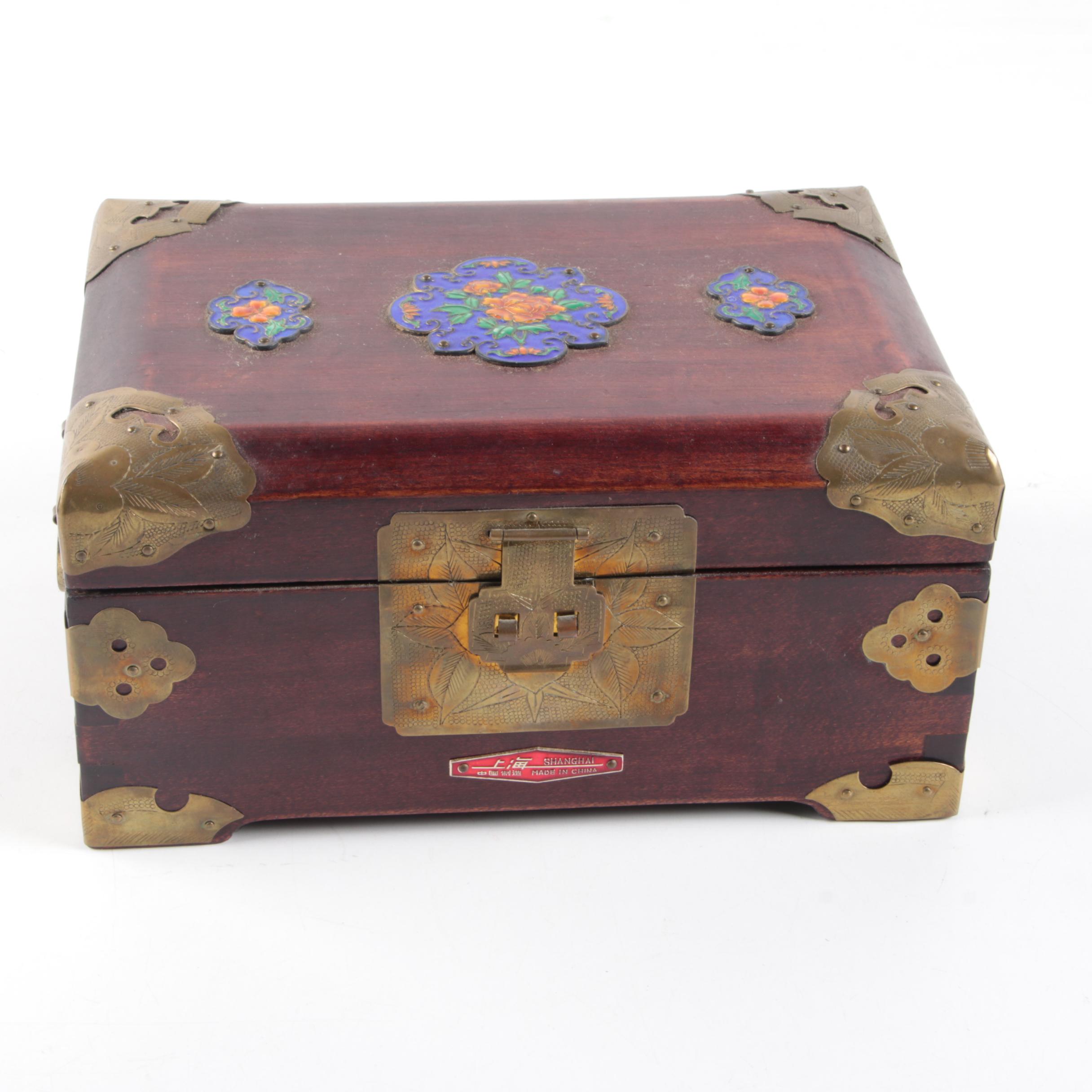 Shanghai Wood And Brass Jewelry Box