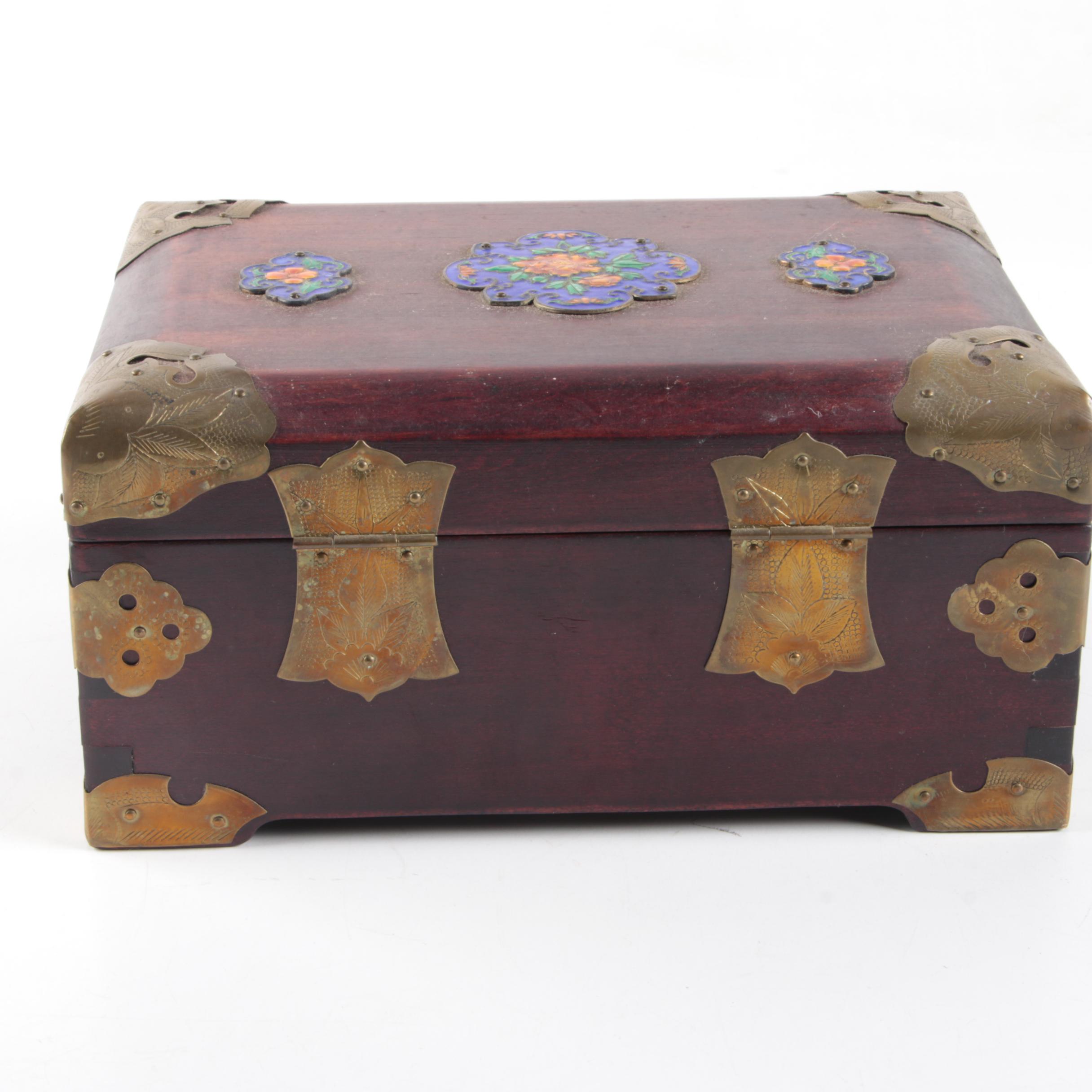 Shanghai Wood And Brass Jewelry Box