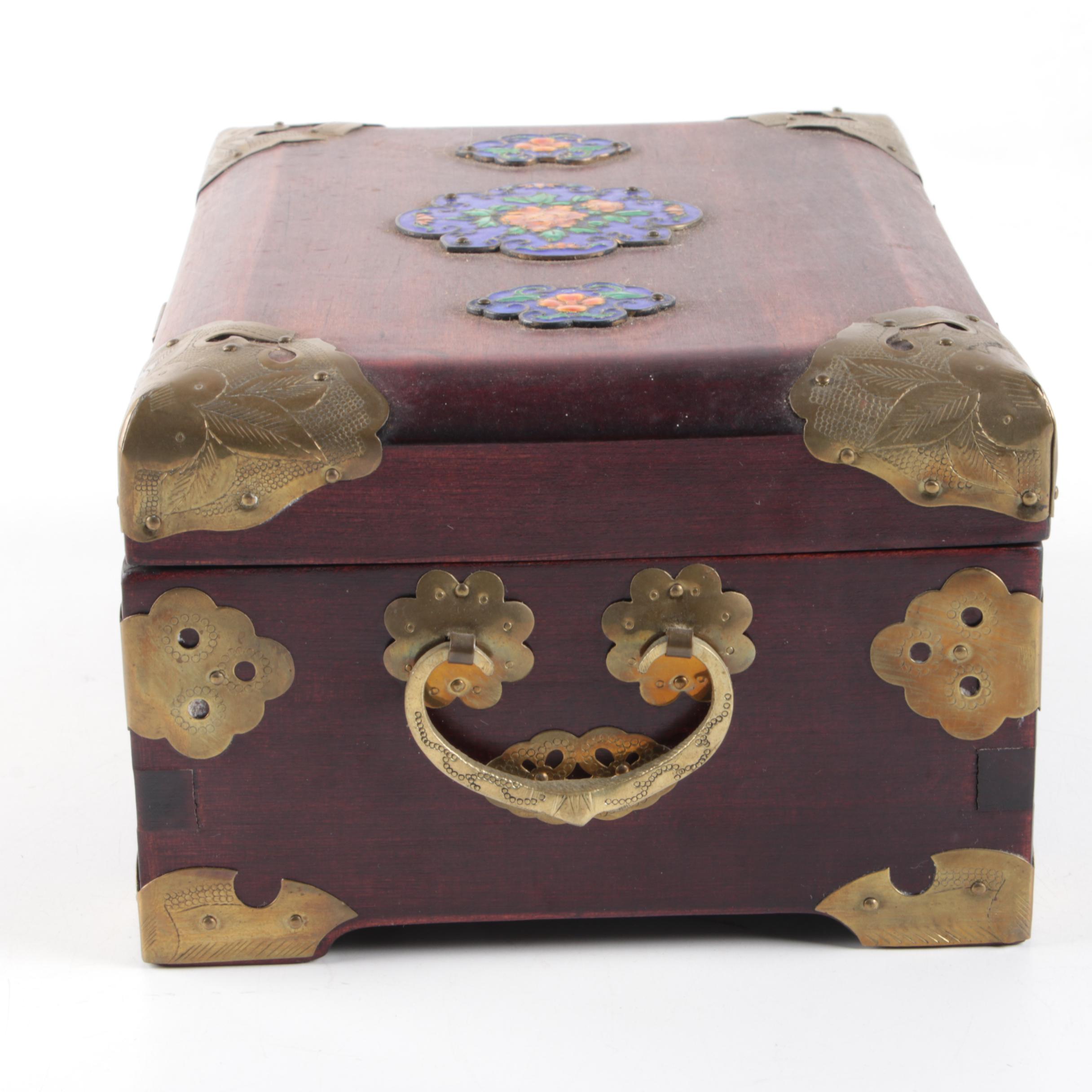Shanghai Wood And Brass Jewelry Box