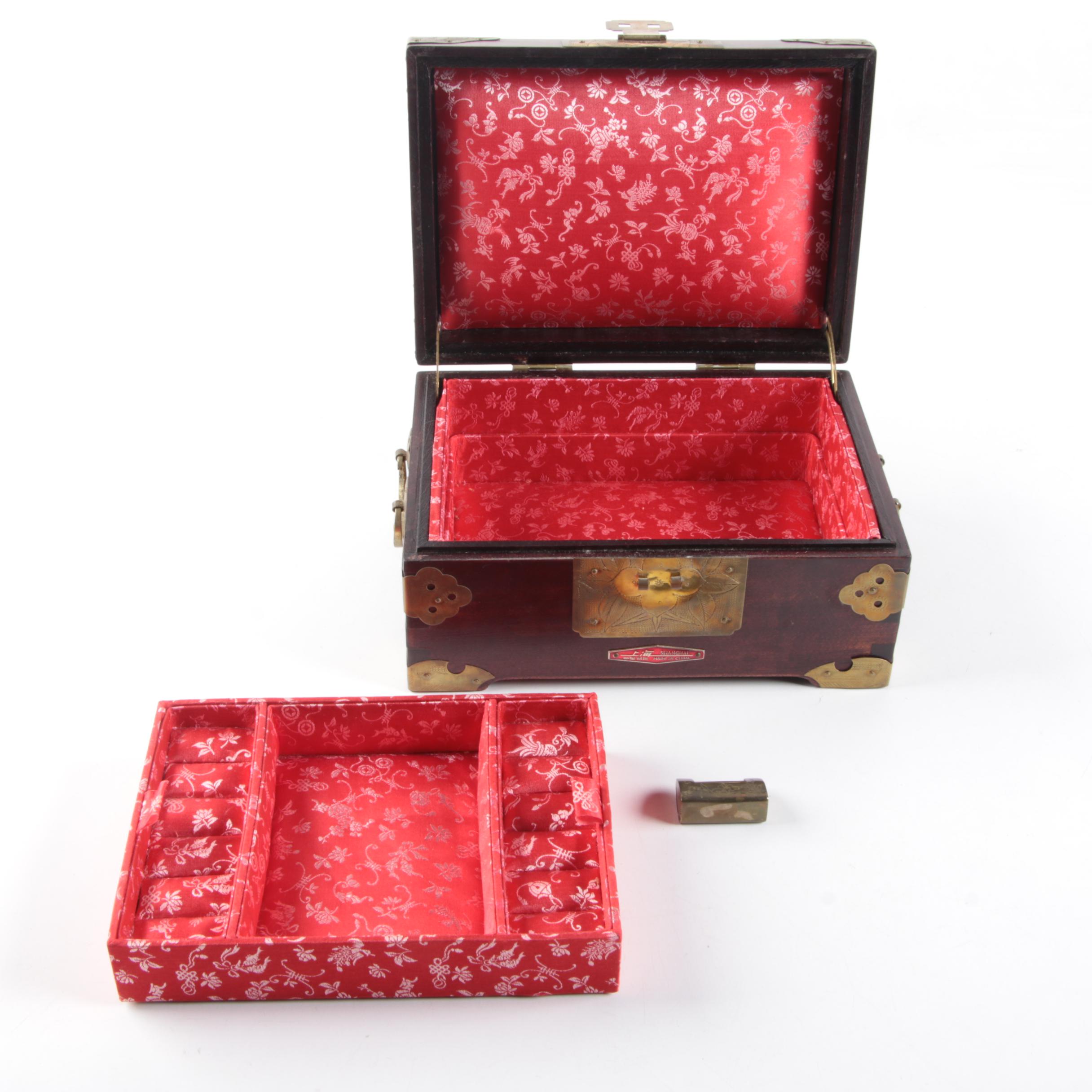 Shanghai Wood And Brass Jewelry Box