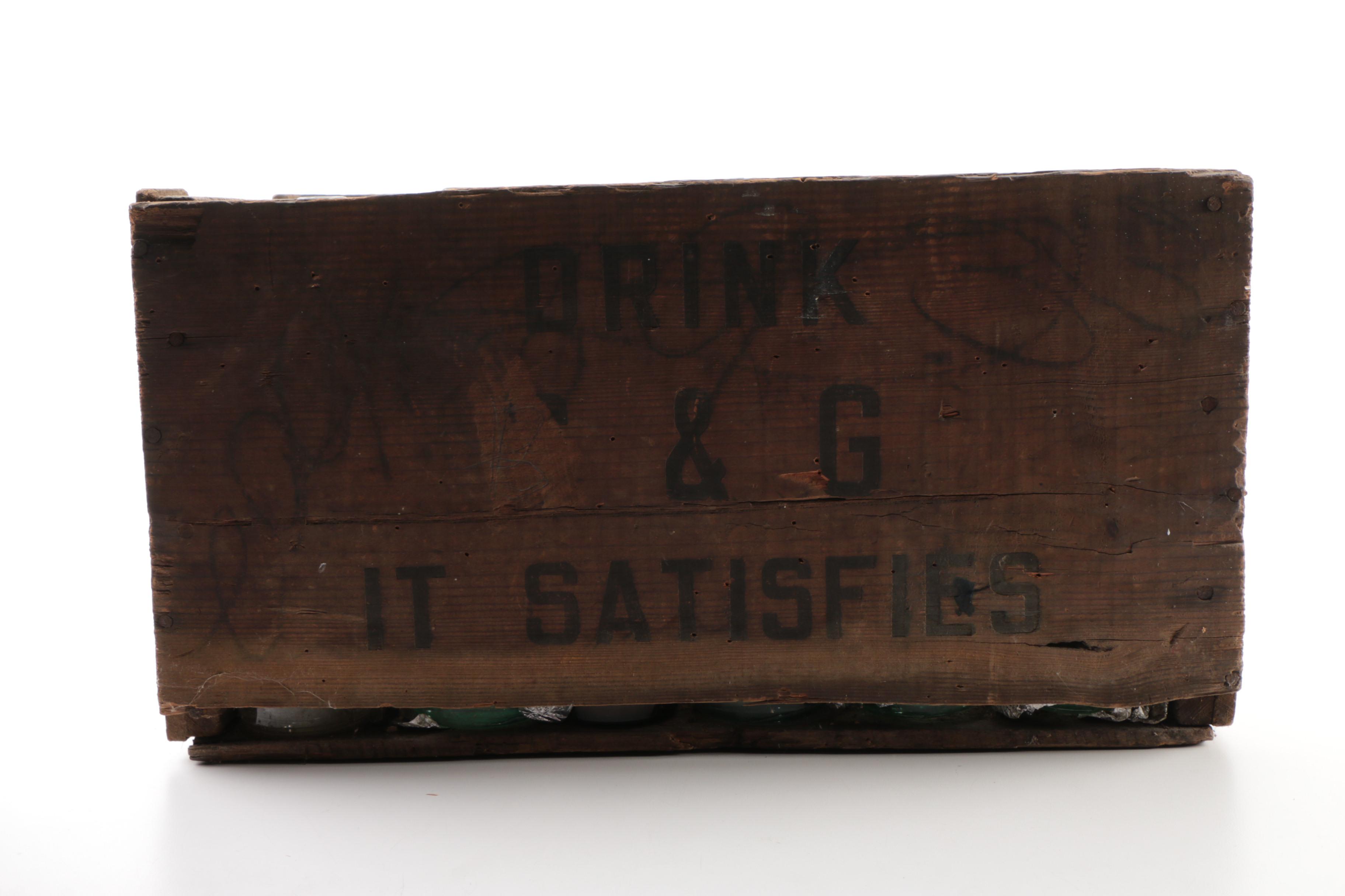 Vintage Glass Bottles in Wooden Crate