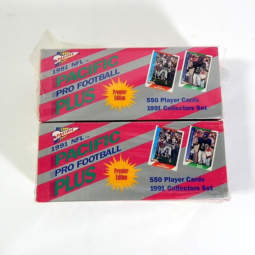 Two 1991 NFL Pacific Pro Football Plus Card Sets - Sealed