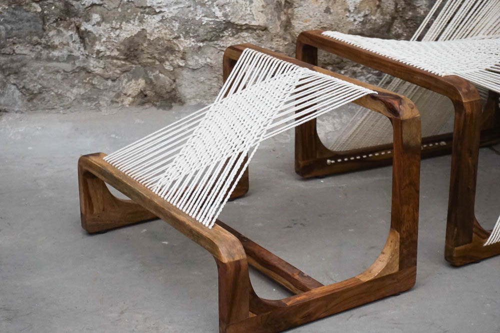 Danish Modern String Chair and Ottoman