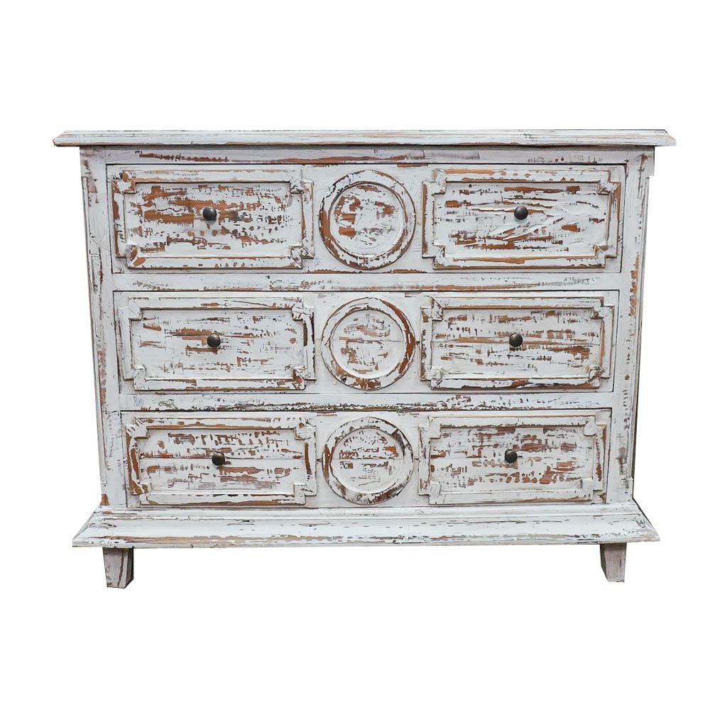 Rustic Style Distressed White Chest of Drawers