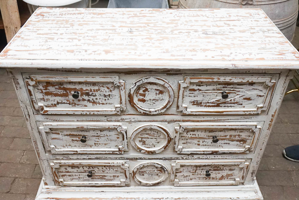 Rustic Style Distressed White Chest of Drawers