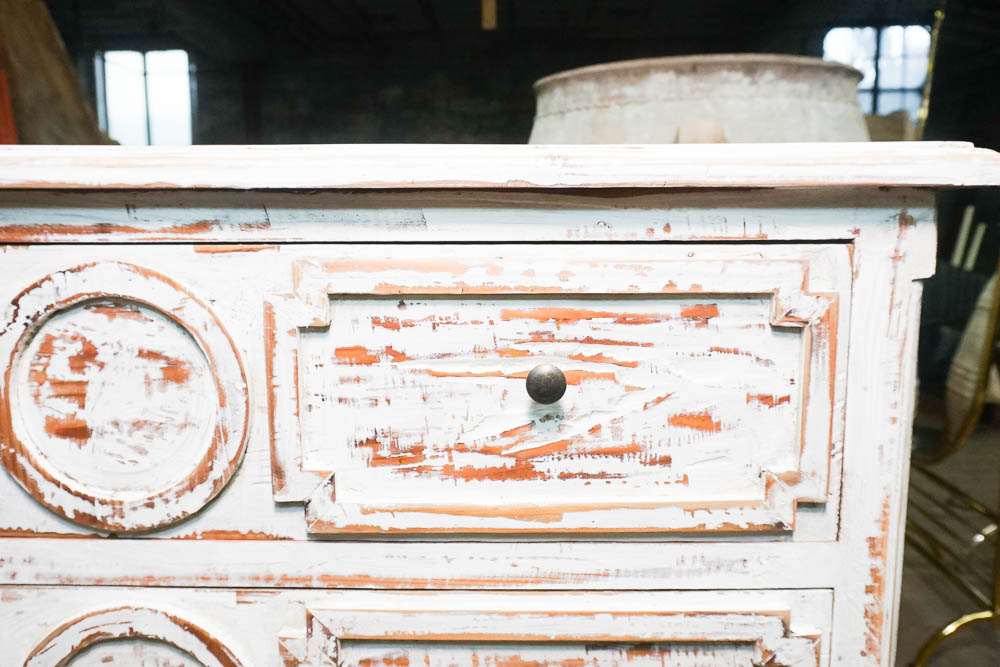 Rustic Style Distressed White Chest of Drawers