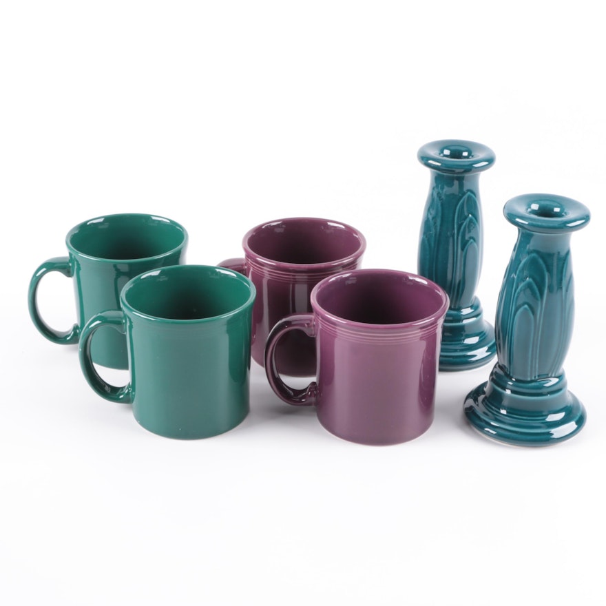 Homer Laughlin "Fiesta" Mugs and Candlesticks