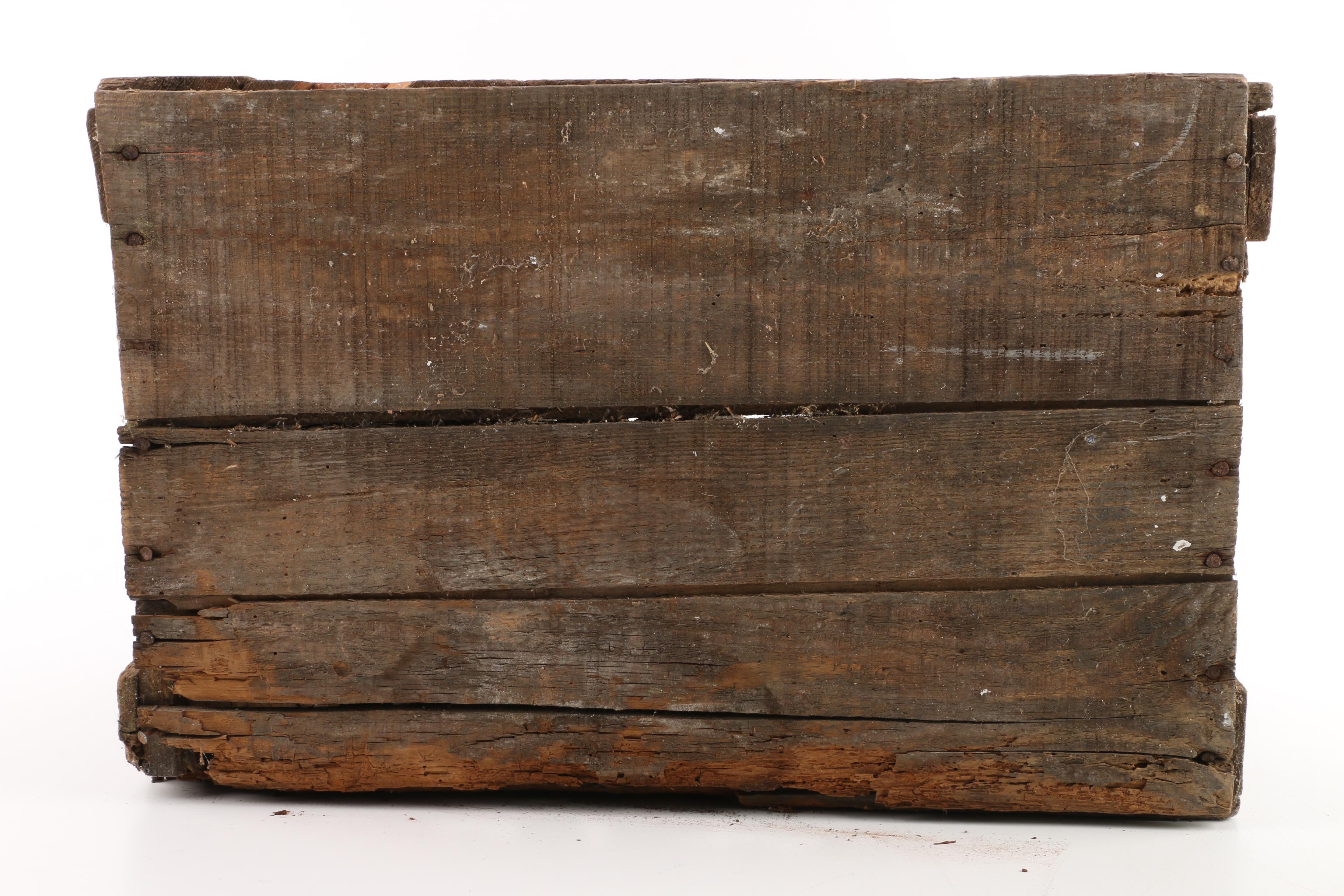 Vintage Glass Bottles in Wooden Crate