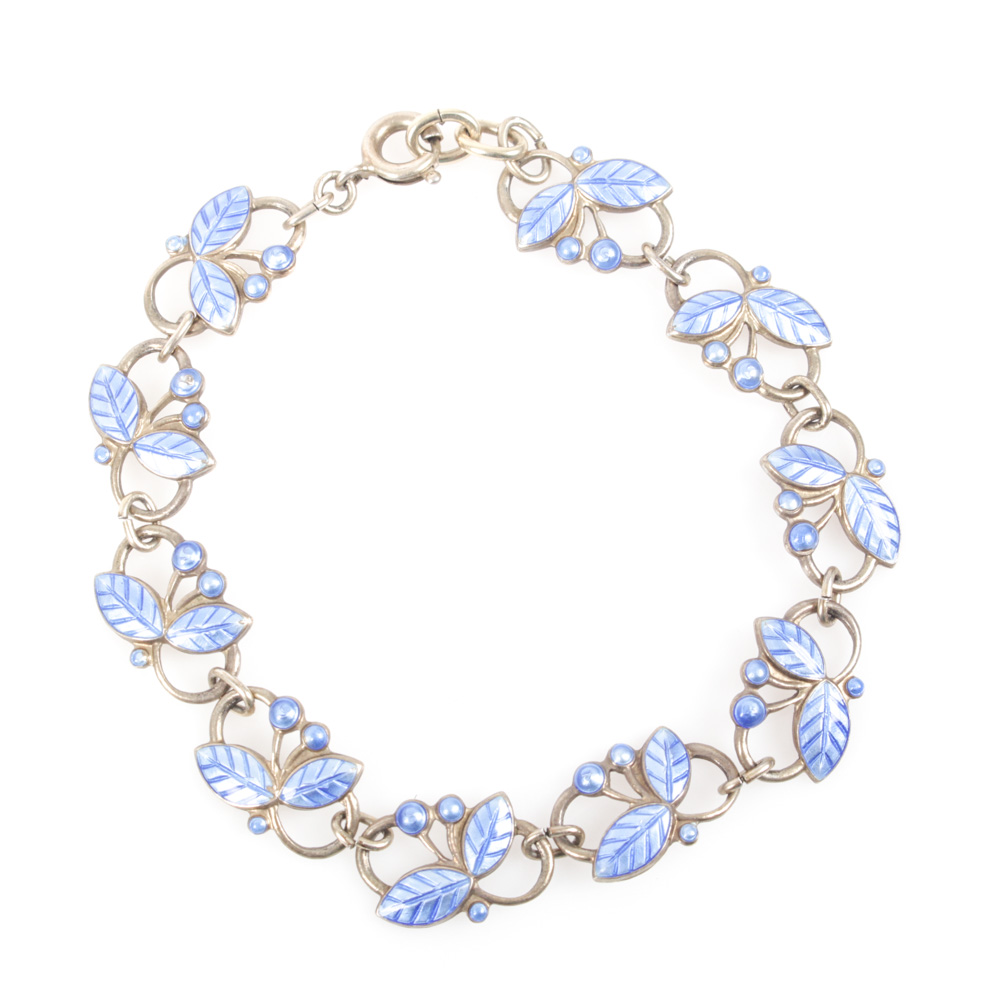 Vintage Norwegian Gold Wash on Sterling Silver Enamel Bracelet