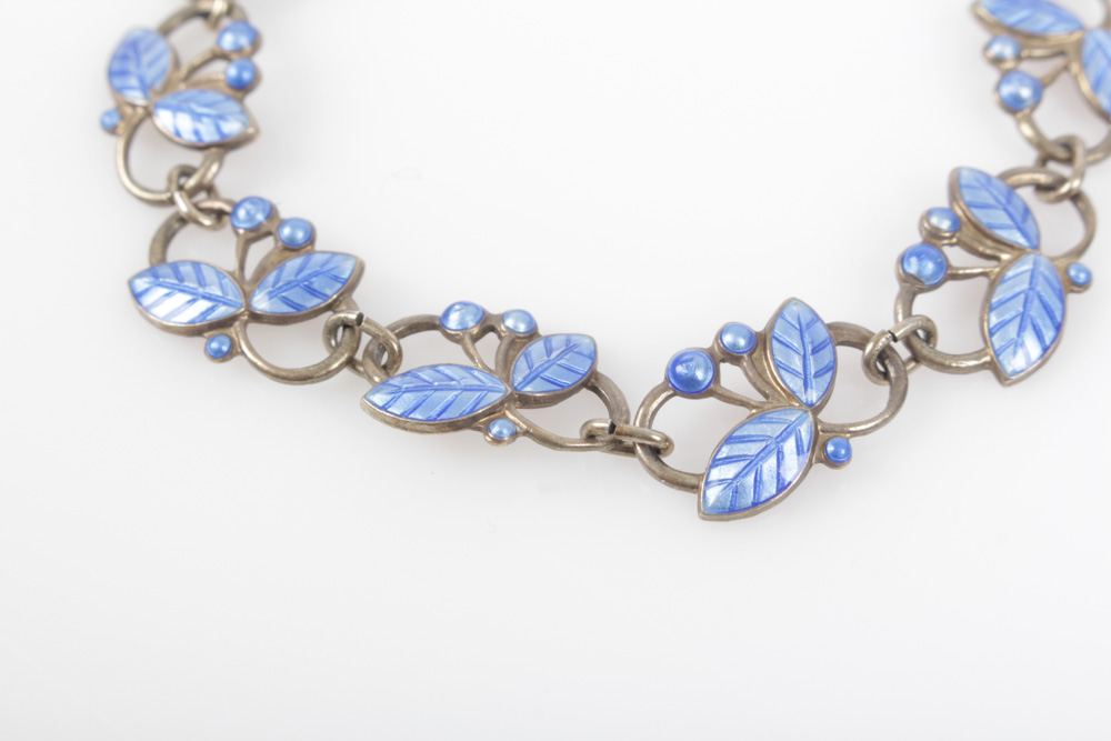 Vintage Norwegian Gold Wash on Sterling Silver Enamel Bracelet