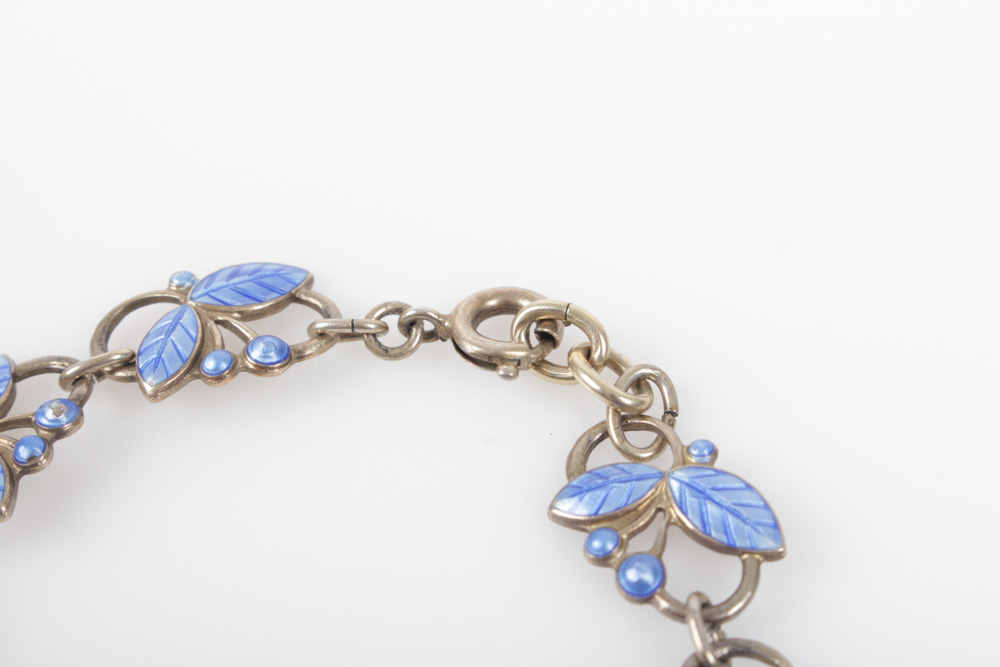 Vintage Norwegian Gold Wash on Sterling Silver Enamel Bracelet